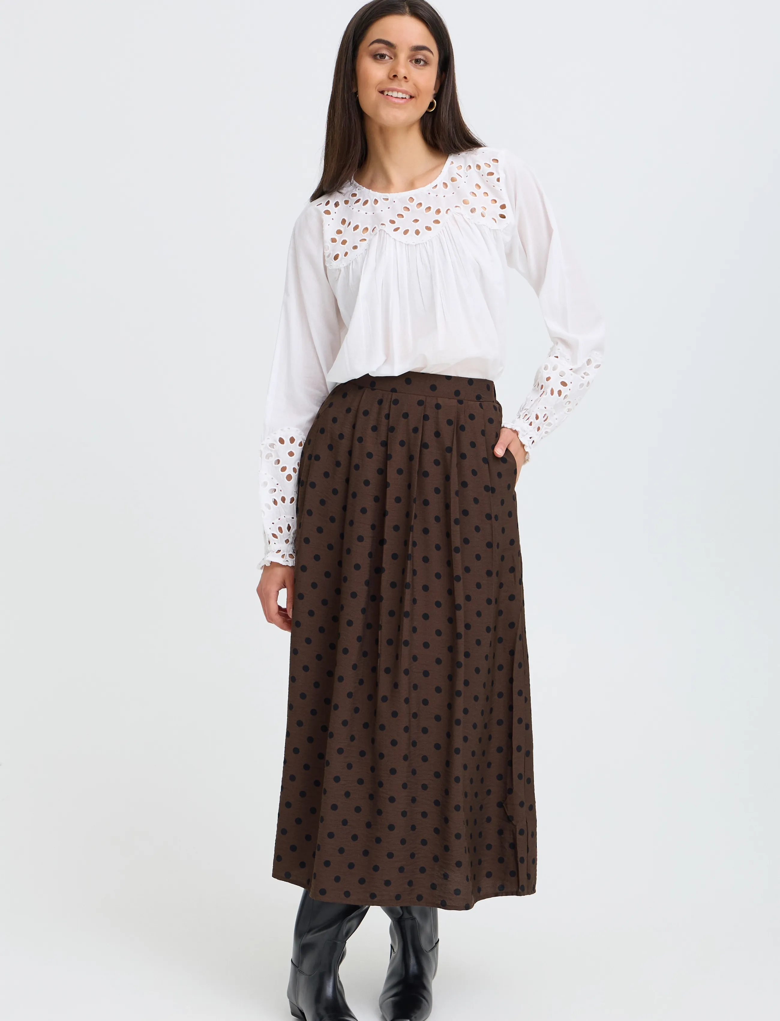 Fransa FRADARA SK 2 - Röcke - HOT FUDGE DOTTY / brown