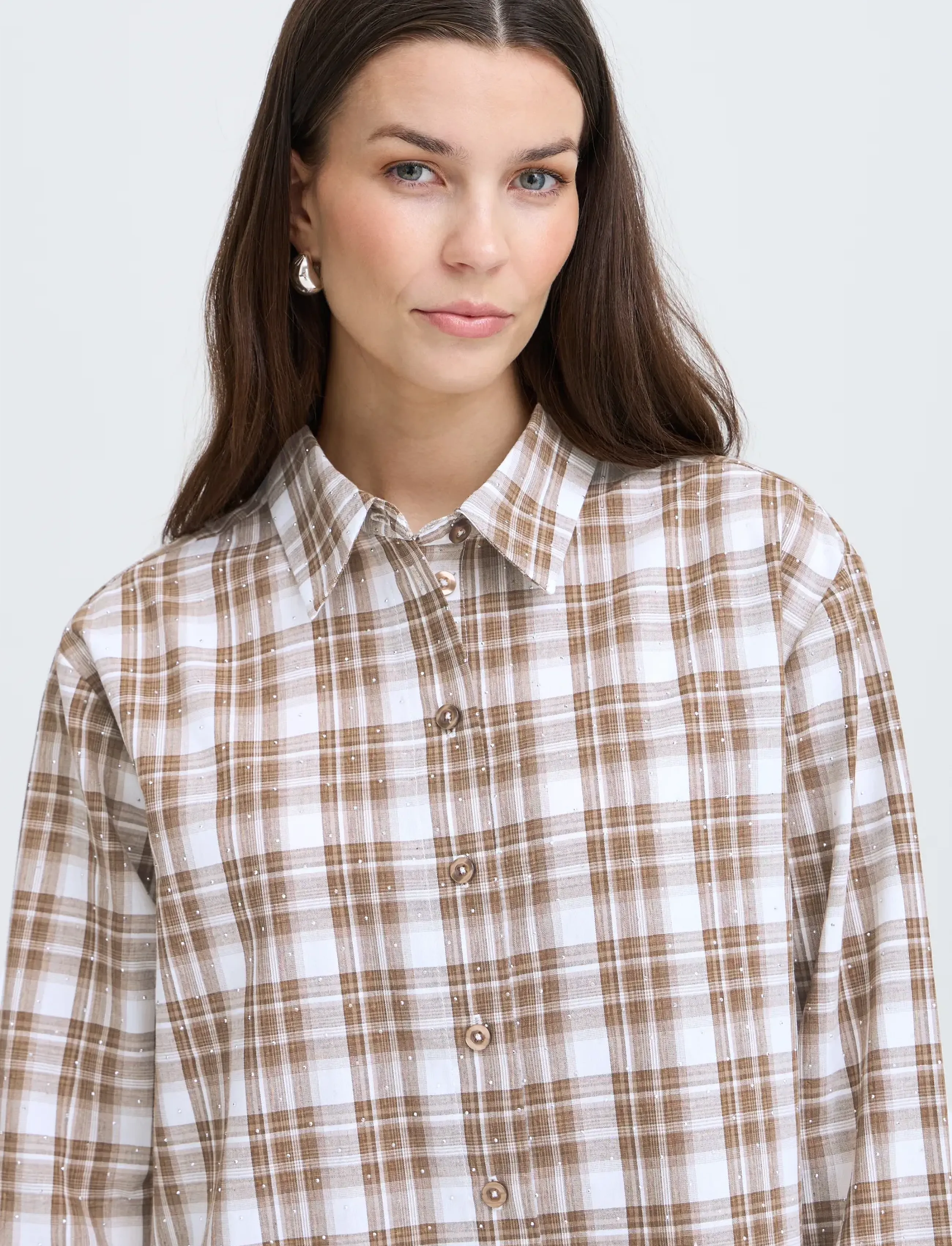 Fransa - FRCRINA SH 1 - langærmede skjorter - oxford-tan check - 0