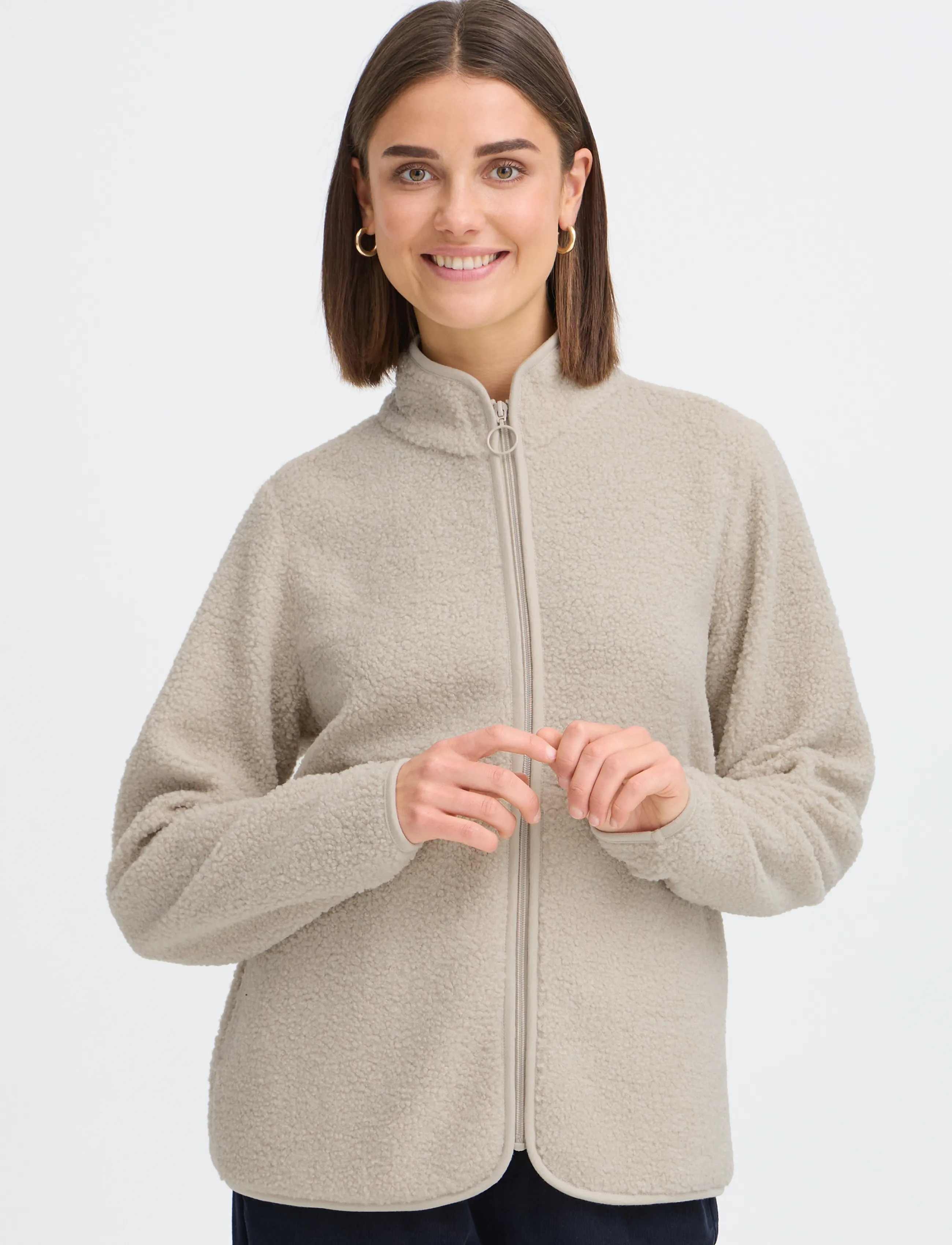 Fransa FRTENYA CAR 1 - Faux Fur - PUMICE STONE / beige