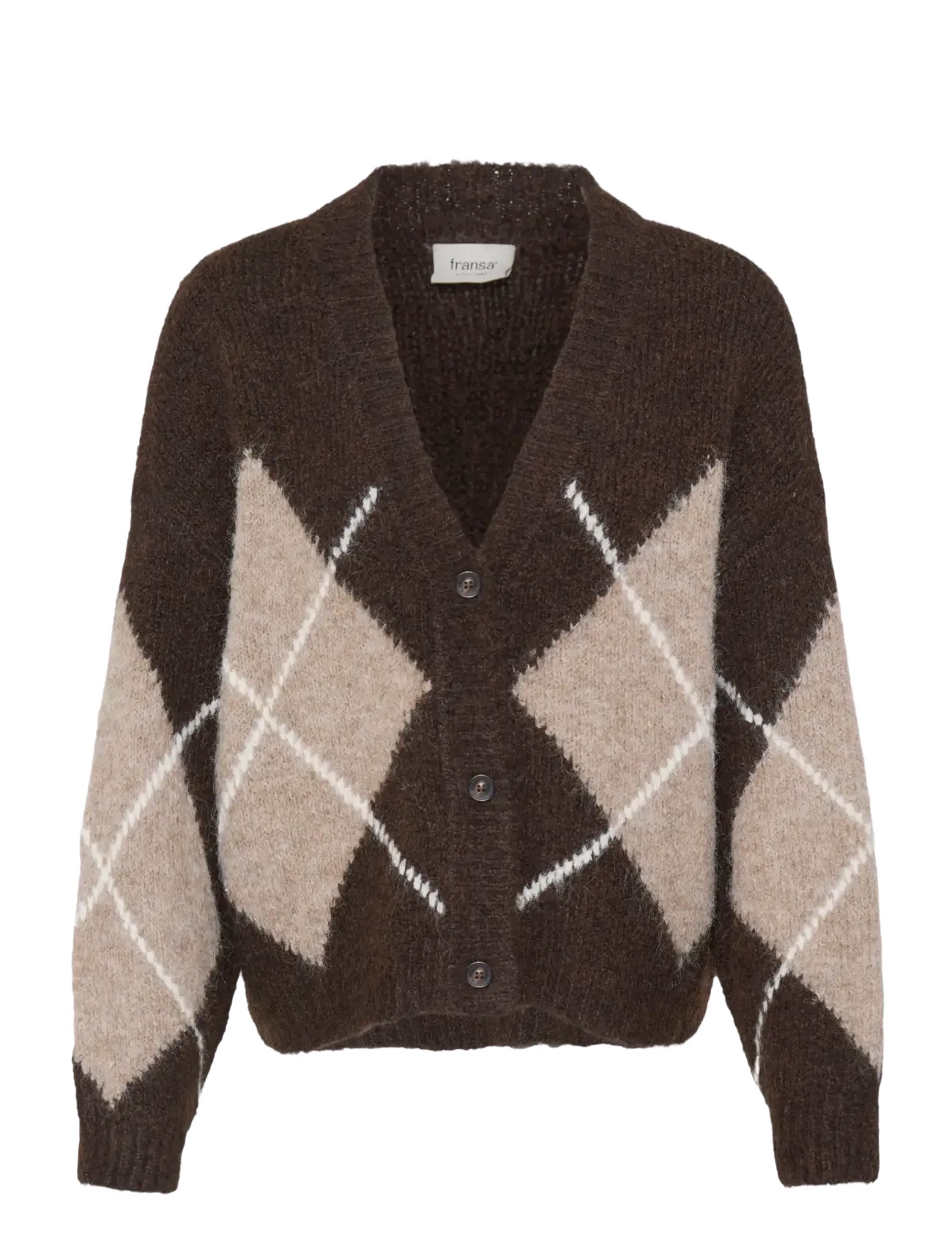 Fransa FRCHARLEEN CAR 2 - Strickjacken - HOT FUDGE CHECK / brown