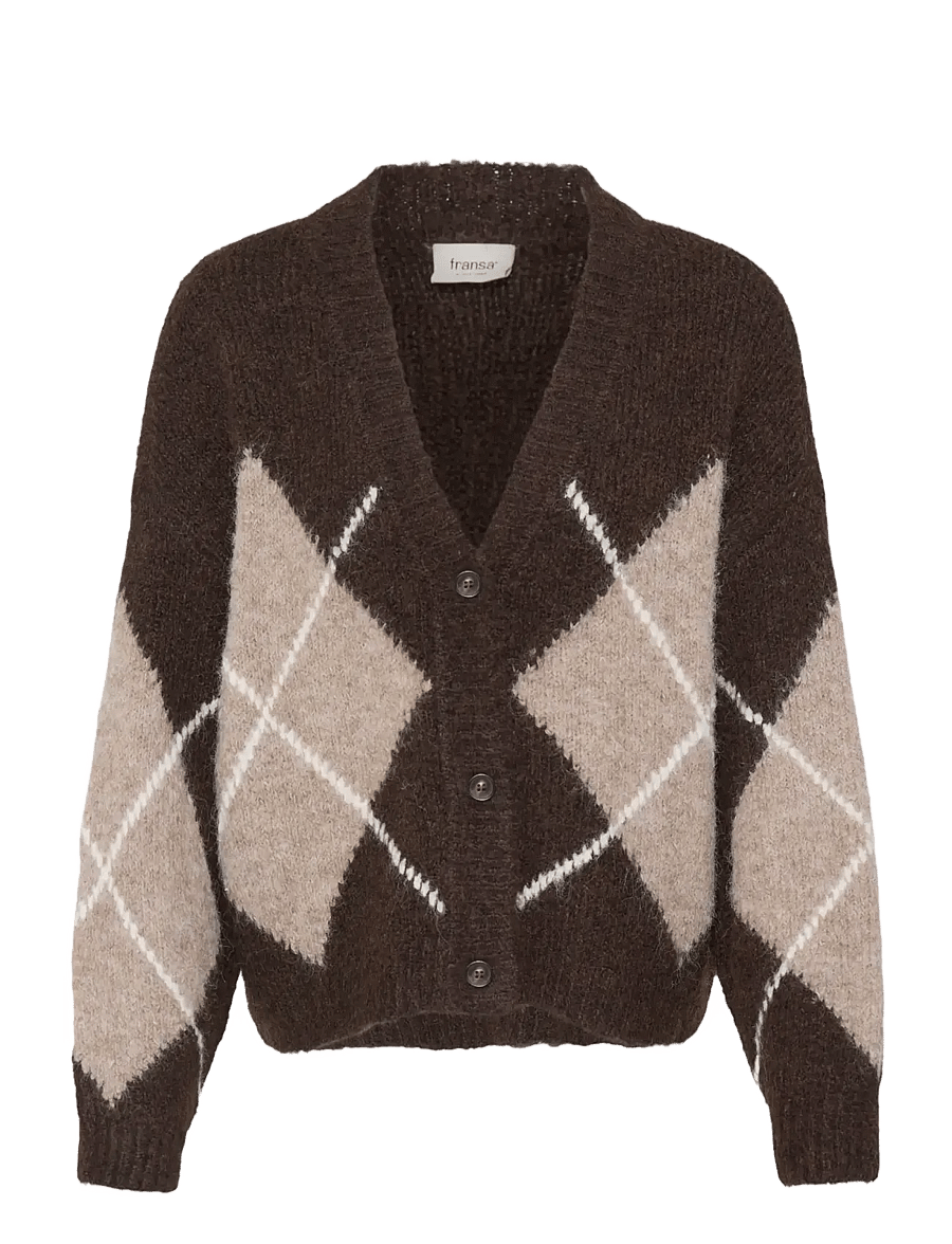 Fransa - FRCHARLEEN CAR 2 - cardigans - hot fudge check - 1