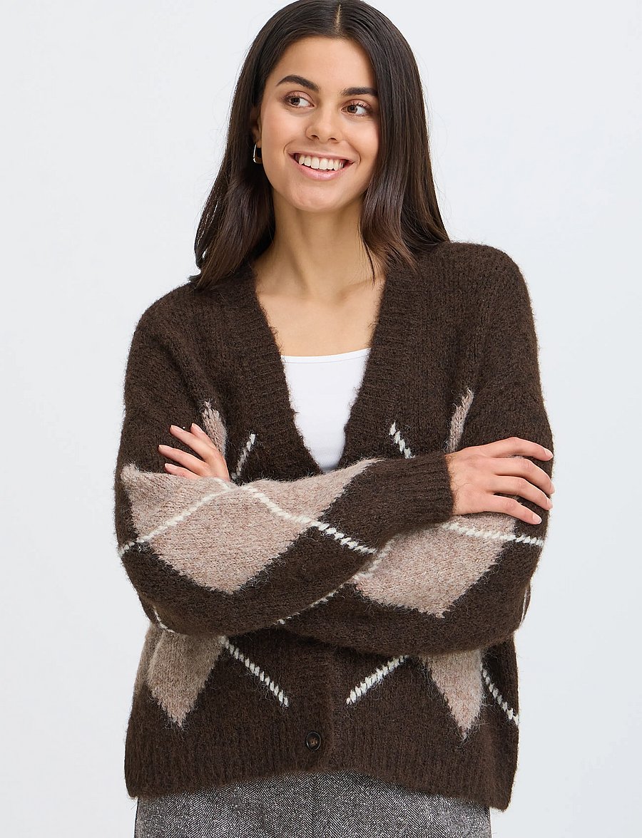 Fransa - FRCHARLEEN CAR 2 - cardigans - hot fudge check - 3