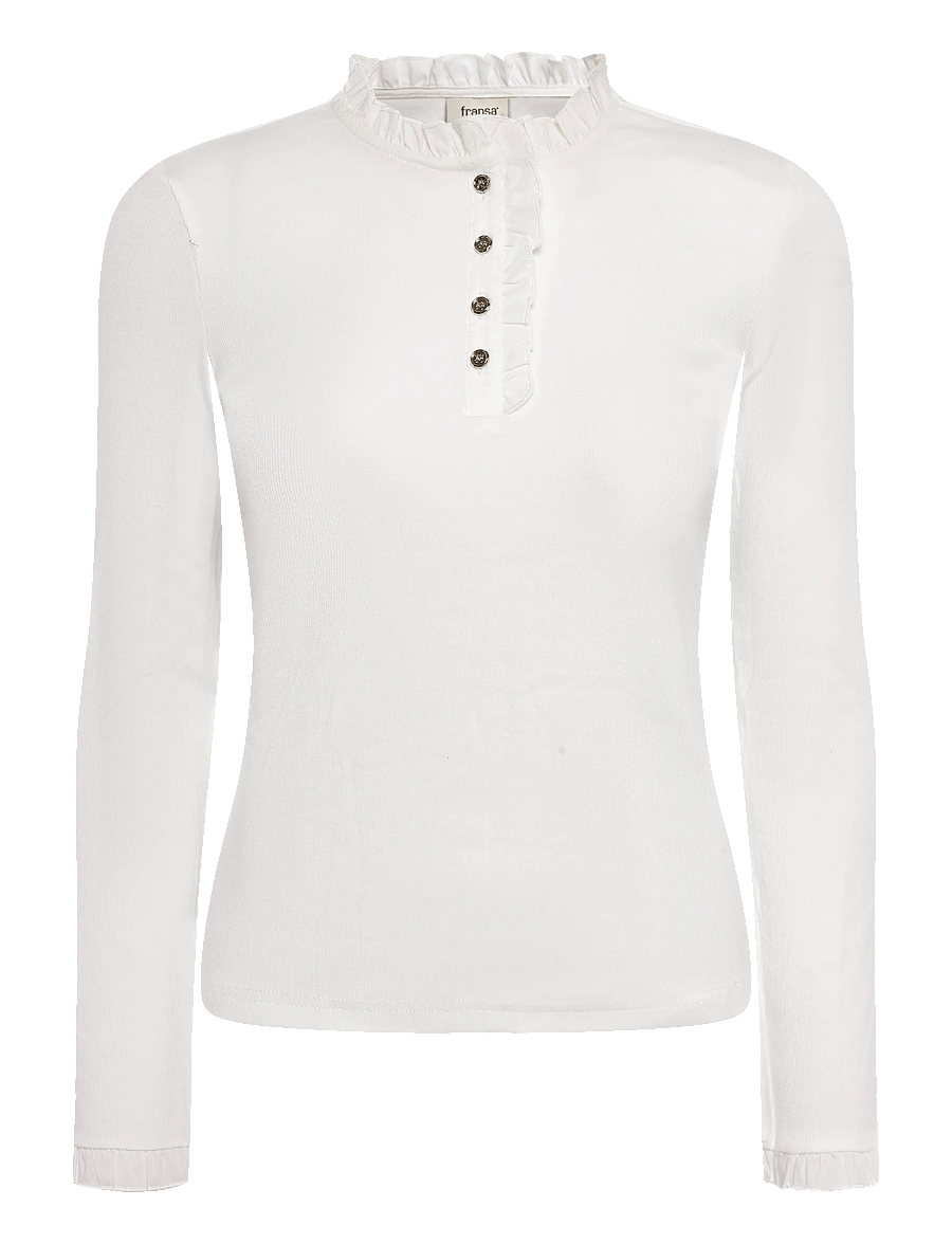 Fransa - FRNATHALIA TEE 1 - langærmede toppe - blanc de blanc - 0