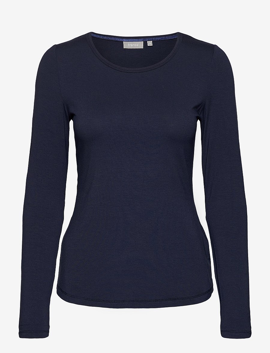 Fransa - Kasic 1 Tshirt - langärmlige tops - dark peacoat - 0