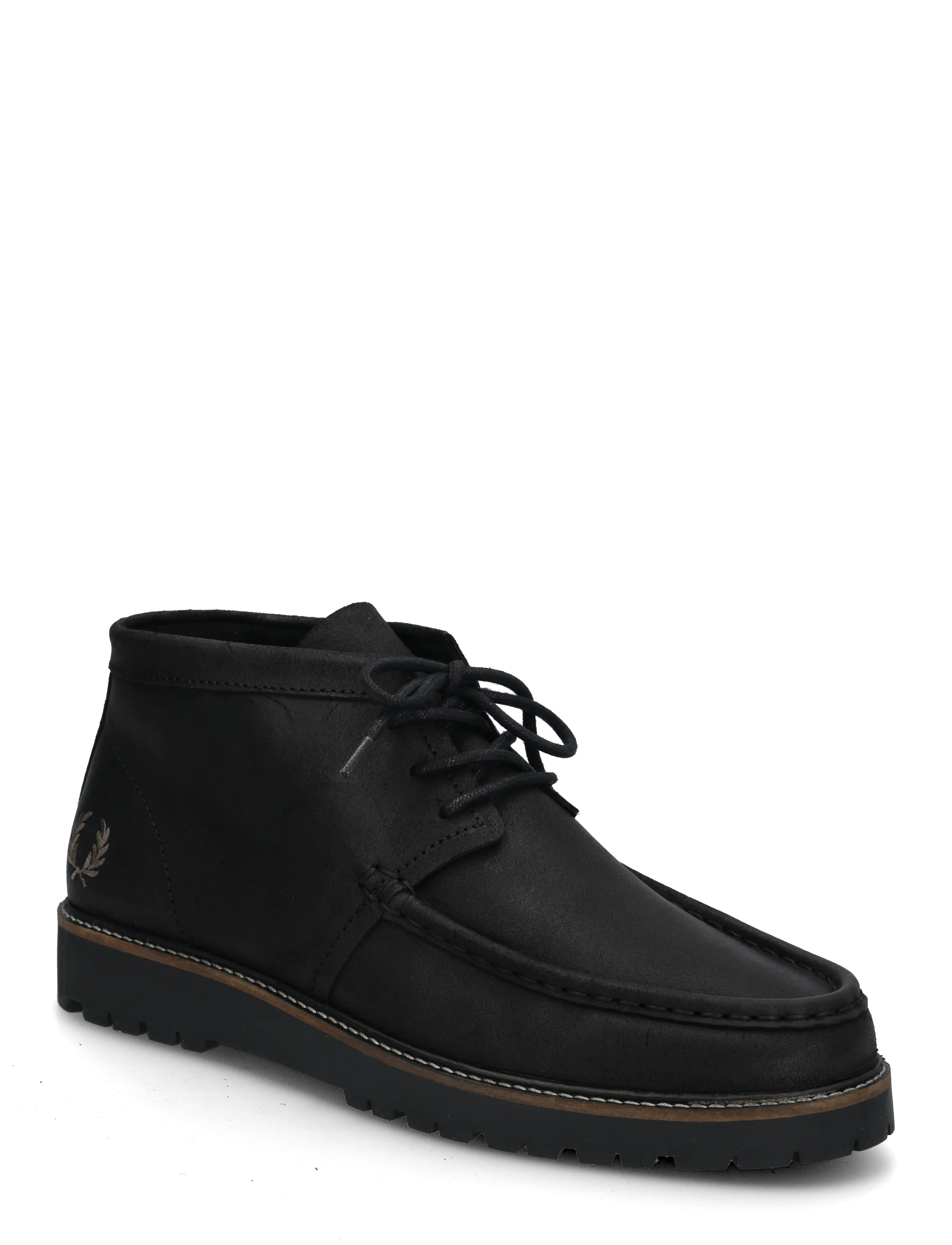 Fred Perry KENNEY MID WAXED SUEDE - Preppy - BLACK / black