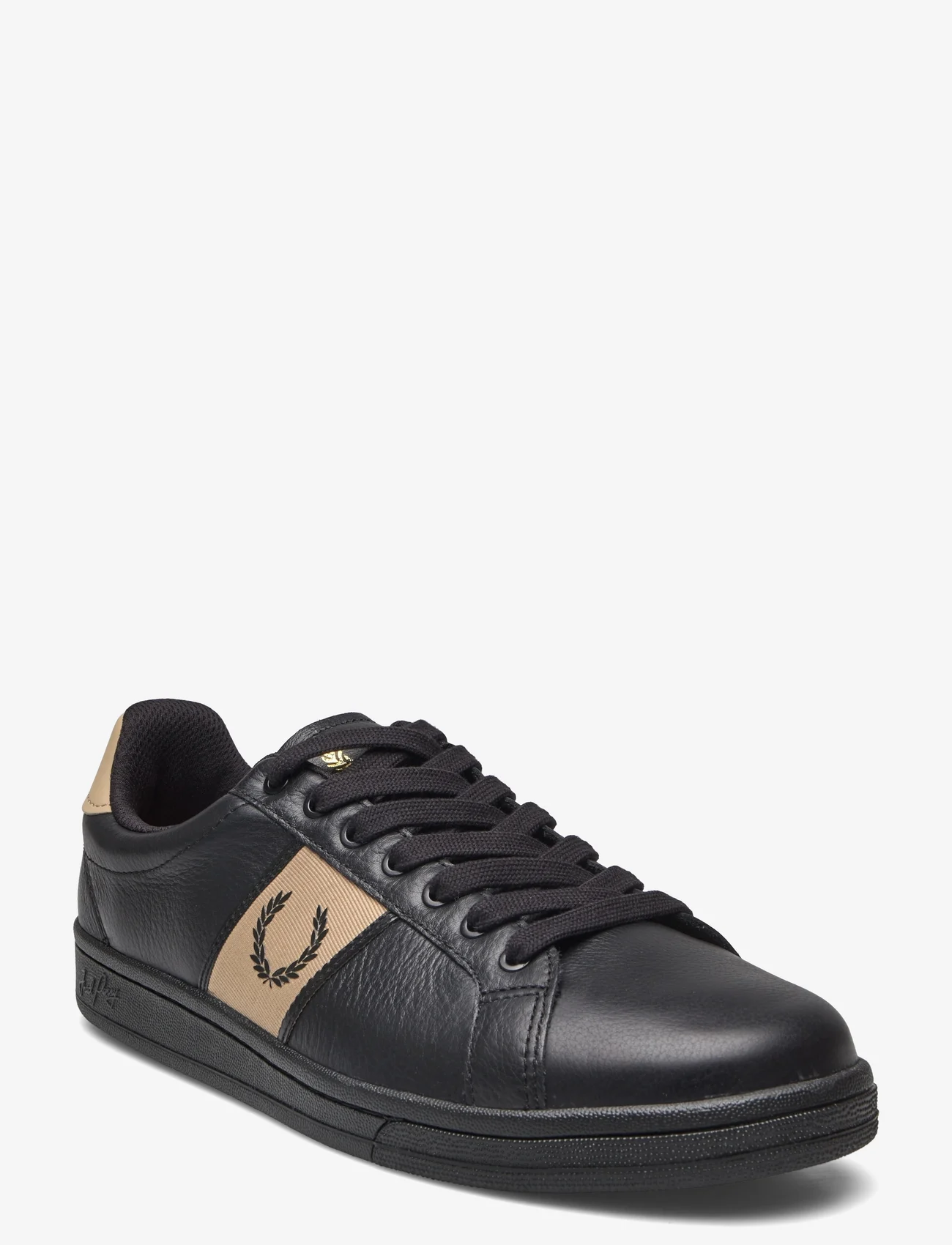 Fred Perry - B721 LTHR/BRANDED WEBBING - låga sneakers - black/warm stone - 0