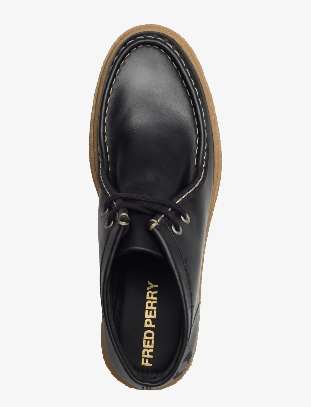 Fred Perry - DAWSON MID OIL PULL UP LTHR - moc toe skor - black - 3