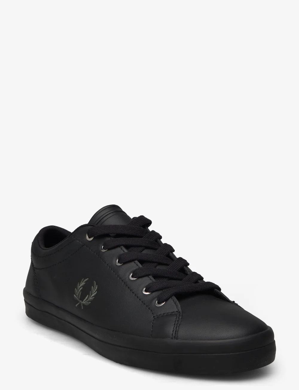 Fred Perry - BASELINE LEATHER - niedriger schnitt - black/laurel w green - 0
