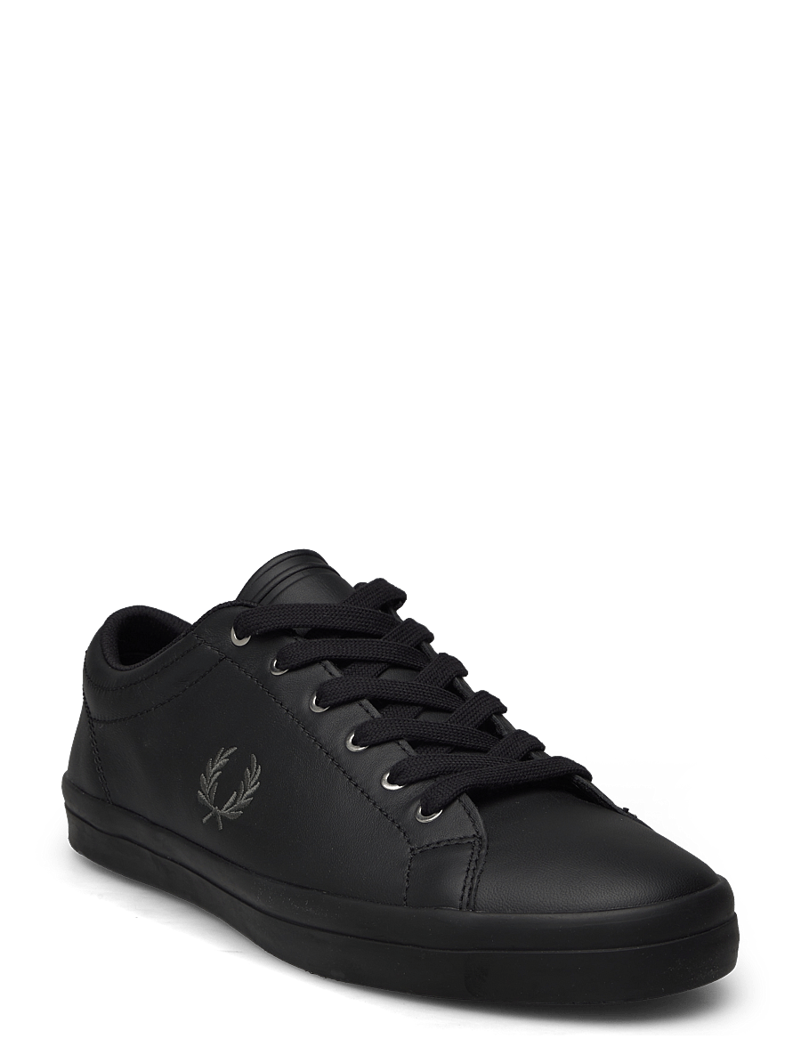 Fred Perry - BASELINE LEATHER - niedriger schnitt - black/laurel w green - 0