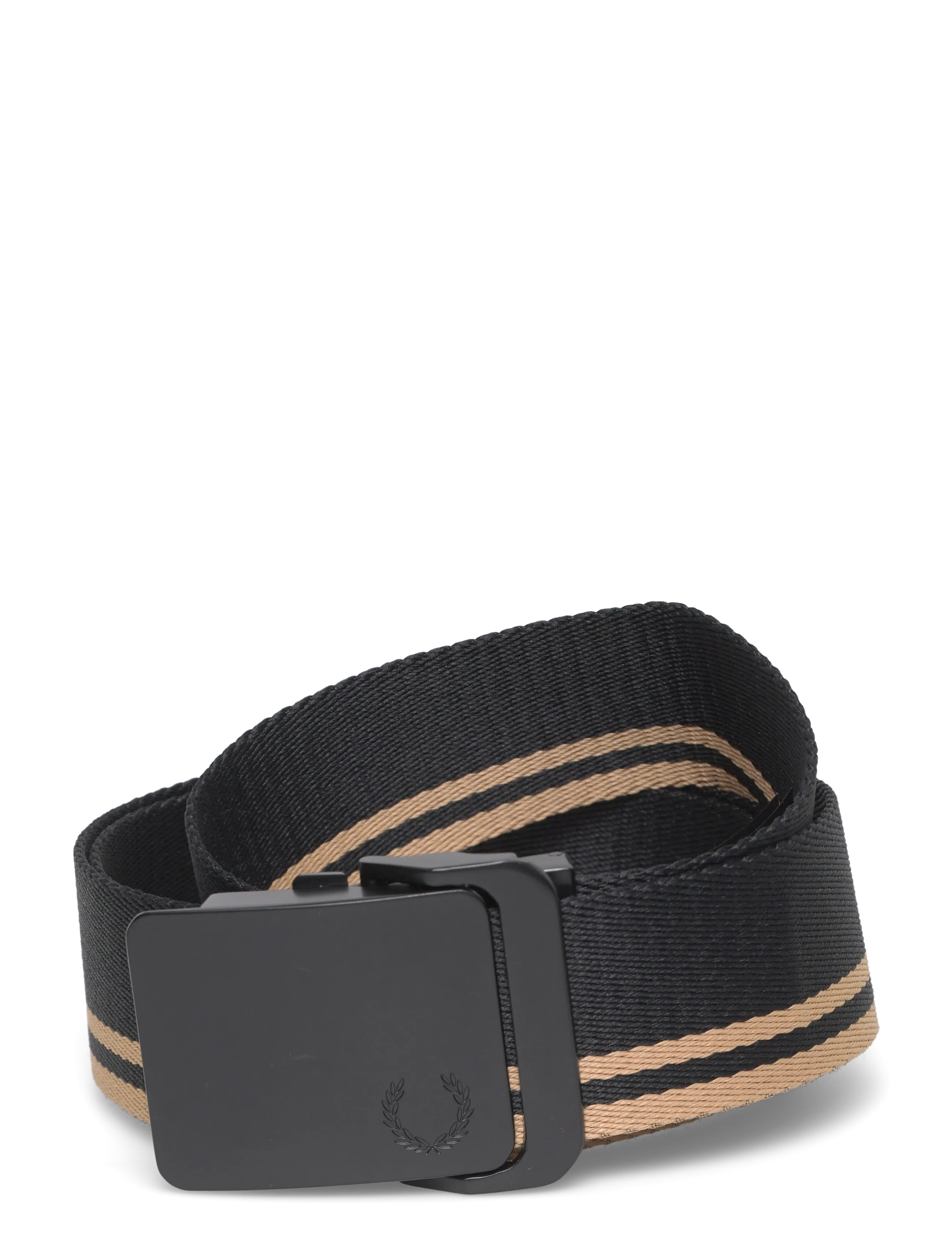 Fred Perry TIPPED WEBBING BELT - Fylgihlutir - BLACK/CHAMPAGNE / black