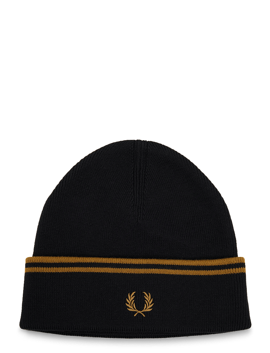 Fred Perry - TWIN TIPPED MERINO WOOL BEANIE - shoppa efter tillfälle - black/dk caramel - 0