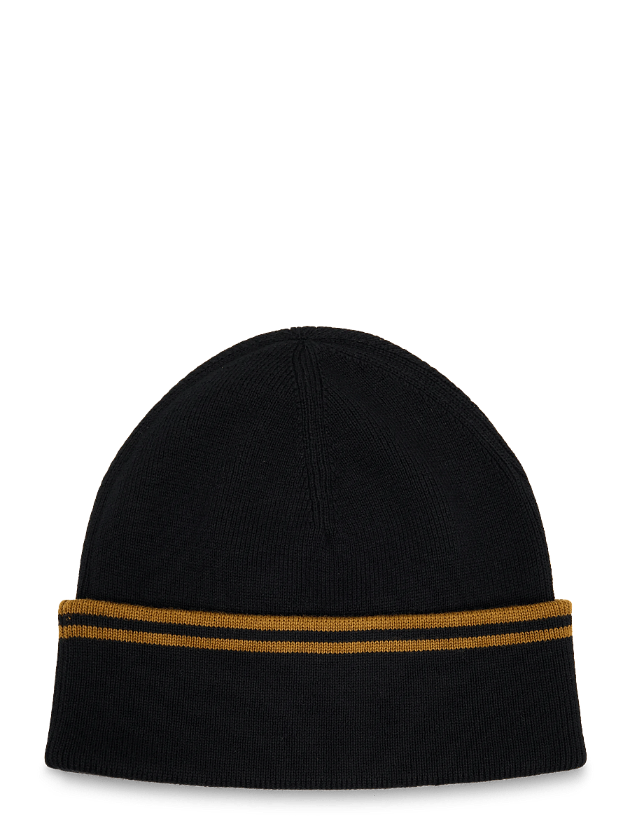 Fred Perry - TWIN TIPPED MERINO WOOL BEANIE - shoppa efter tillfälle - black/dk caramel - 1