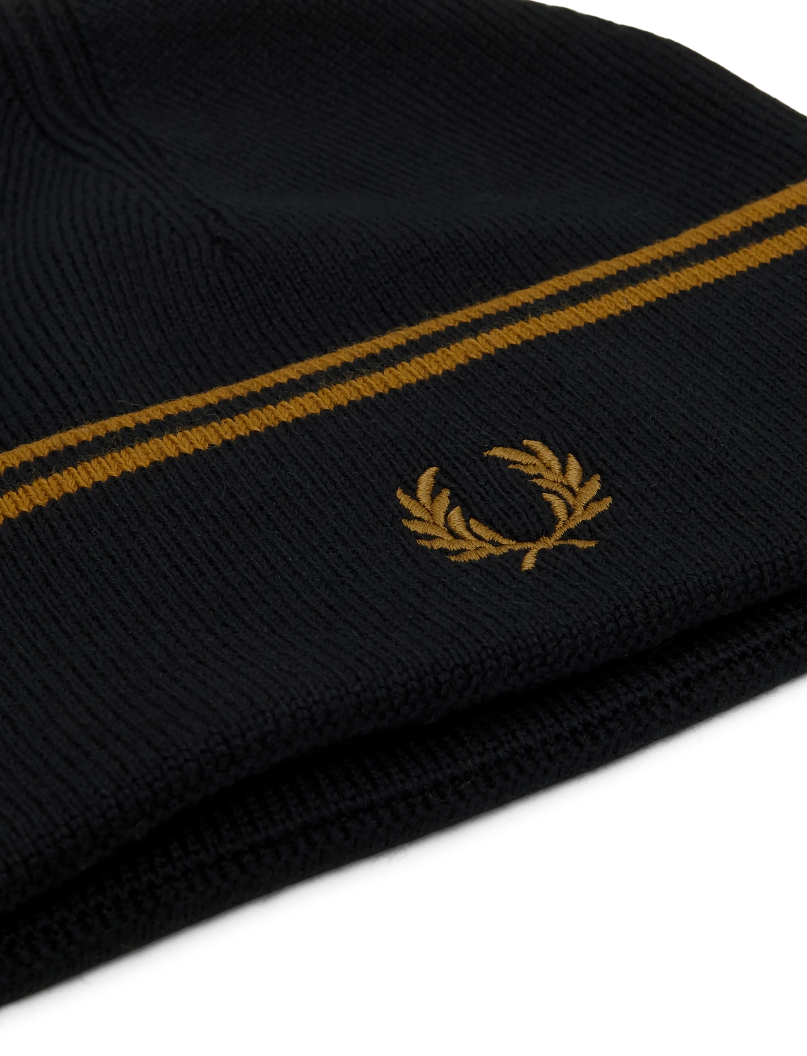 Fred Perry - TWIN TIPPED MERINO WOOL BEANIE - black/dk caramel - 2