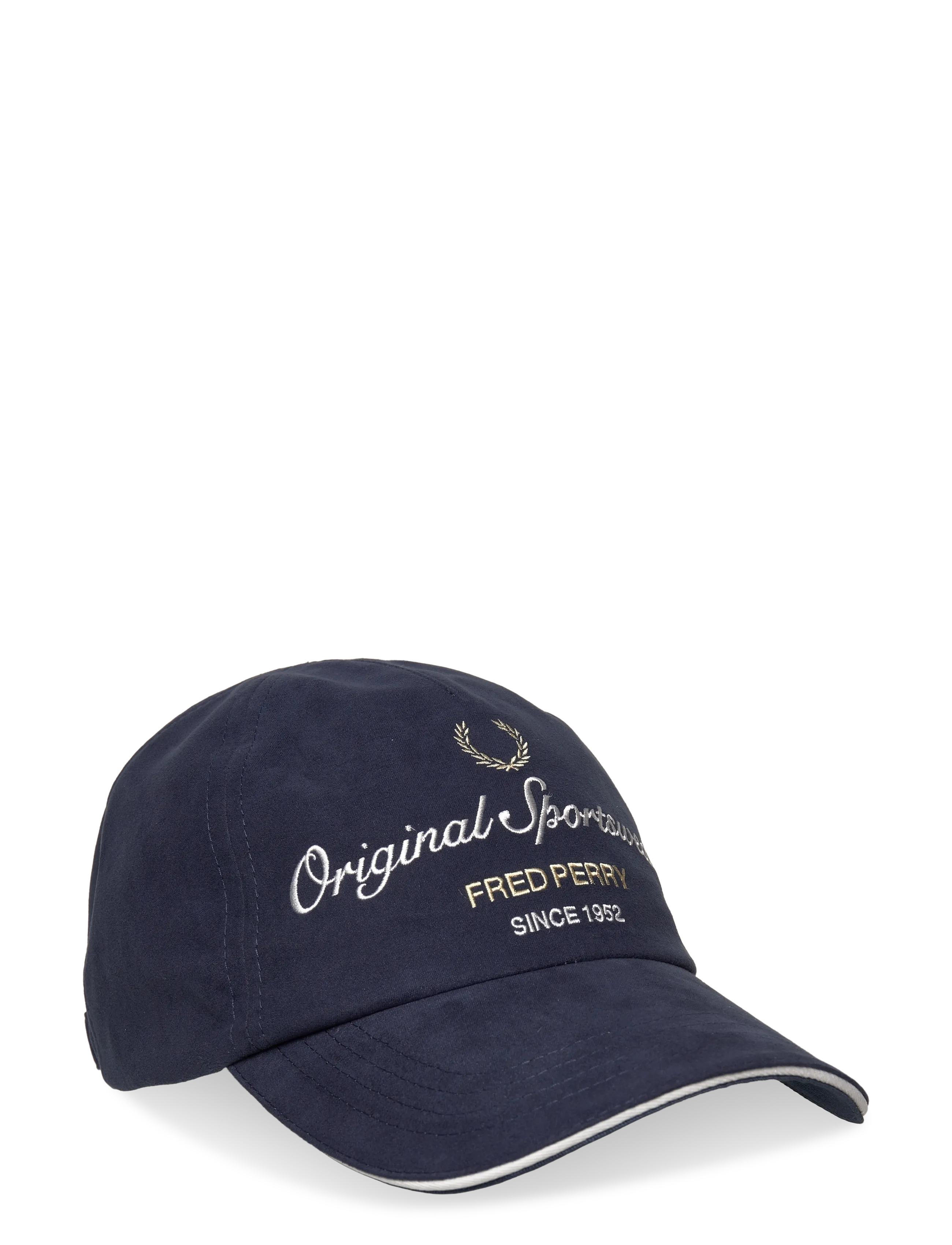 Fred Perry Branded Microfibre Piped Cap, One Size, Headwear, Marineblau - Caps, Männerswear
