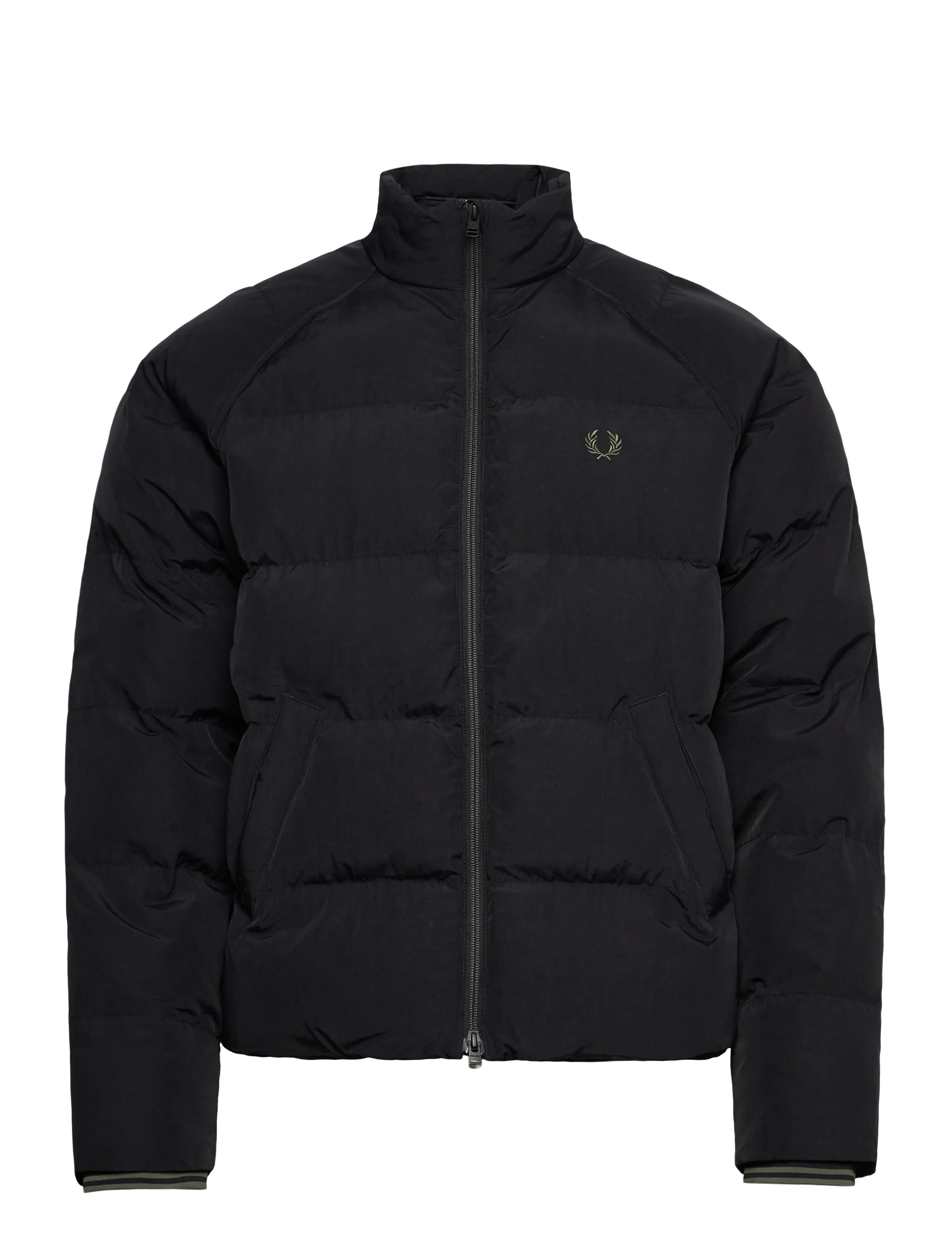 Fred Perry Raglan Sleeve Padded Jkt, XL, Black, Jakker > Vatterede Jakker, Herre