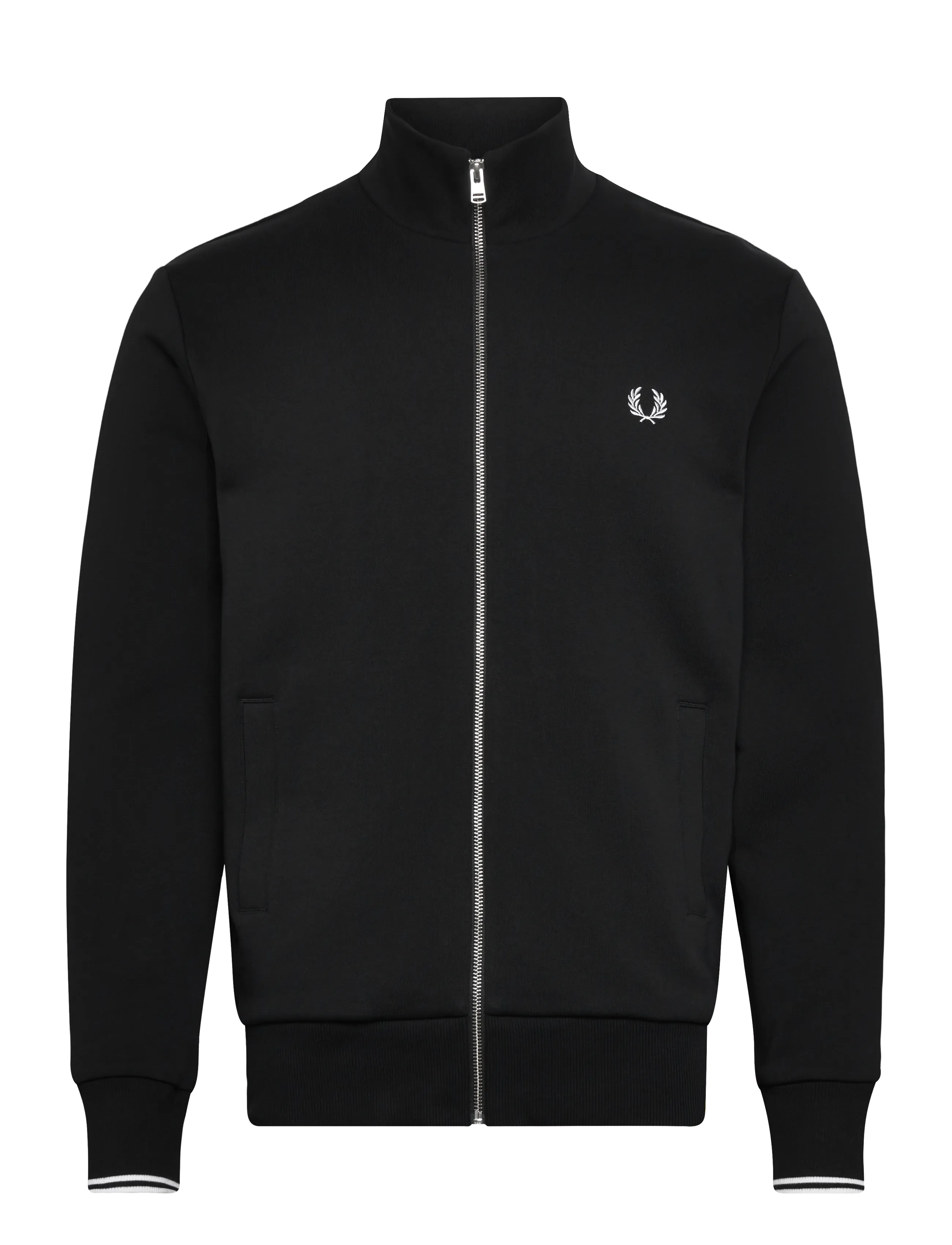 Fred Perry ZIP THROUGH SWEATSHIRT - Preppy - BLACK / black