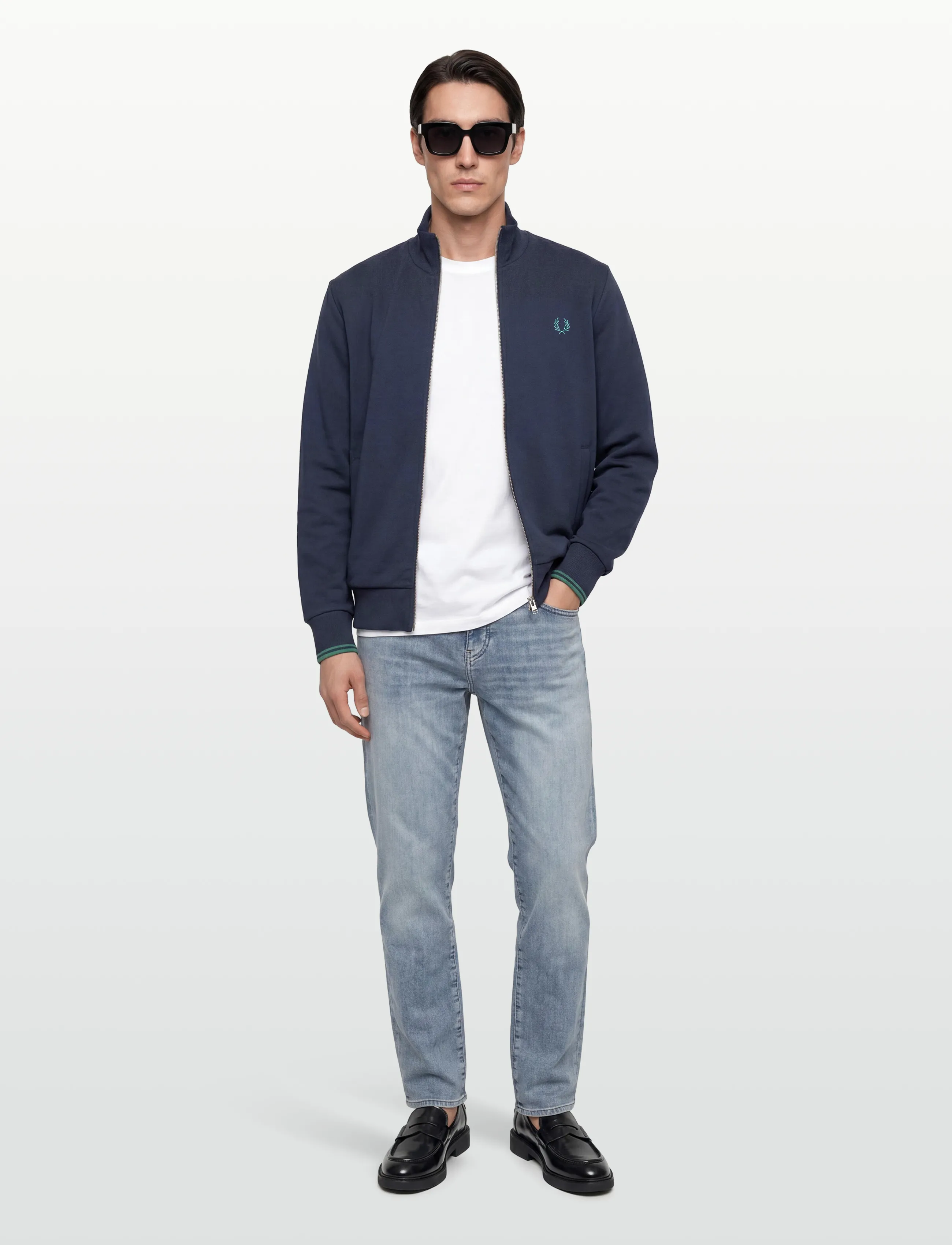 Fred Perry Zip Through Sweatshirt, L, Sweatshirts & Hoodies, Marineblau - Sweatshirts, Männerswear