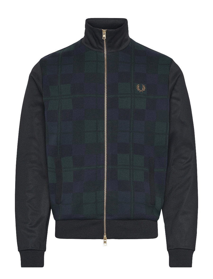 Fred Perry - KNITTED FRONT TRACK JACKET - sweatshirts - black - 1