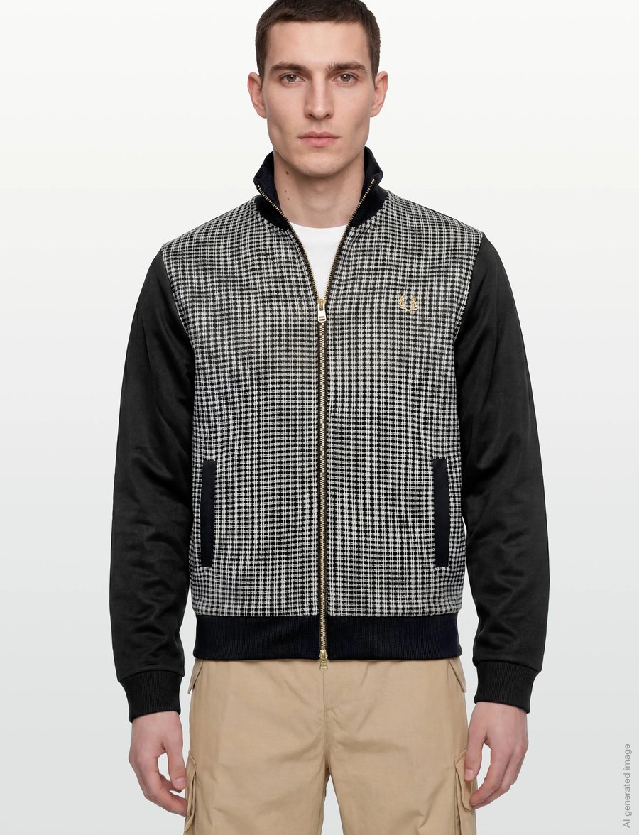 Fred Perry - KNITTED FRONT TRK JKT - truien - black - 3