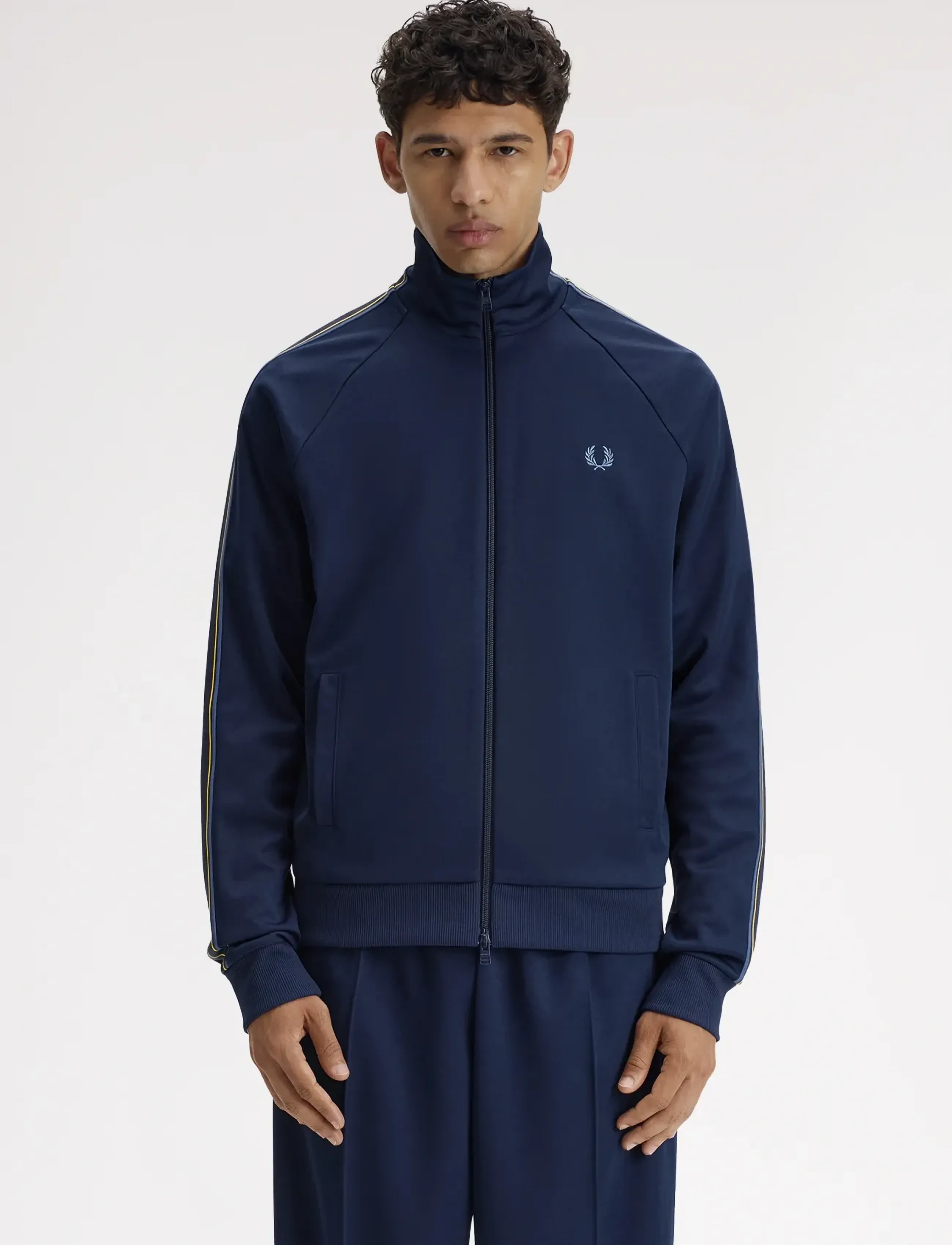 Fred Perry Tramline Tape Track Jkt, Mænd, Træningsjakke, Navy, Str: XS