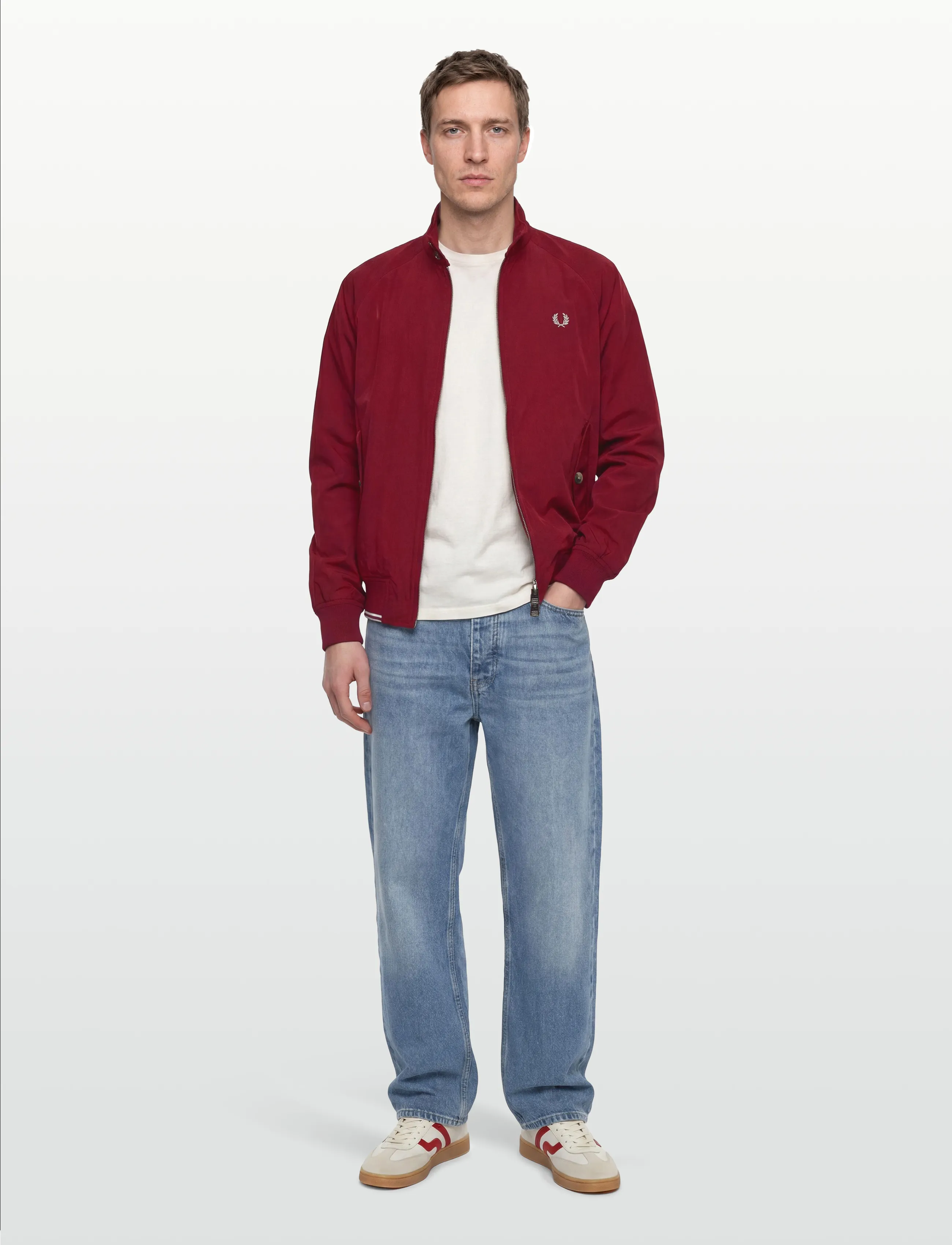 Fred Perry Crinkle Harrington Jkt, Mænd, Harrington Jakke, Bordeaux, Str: M