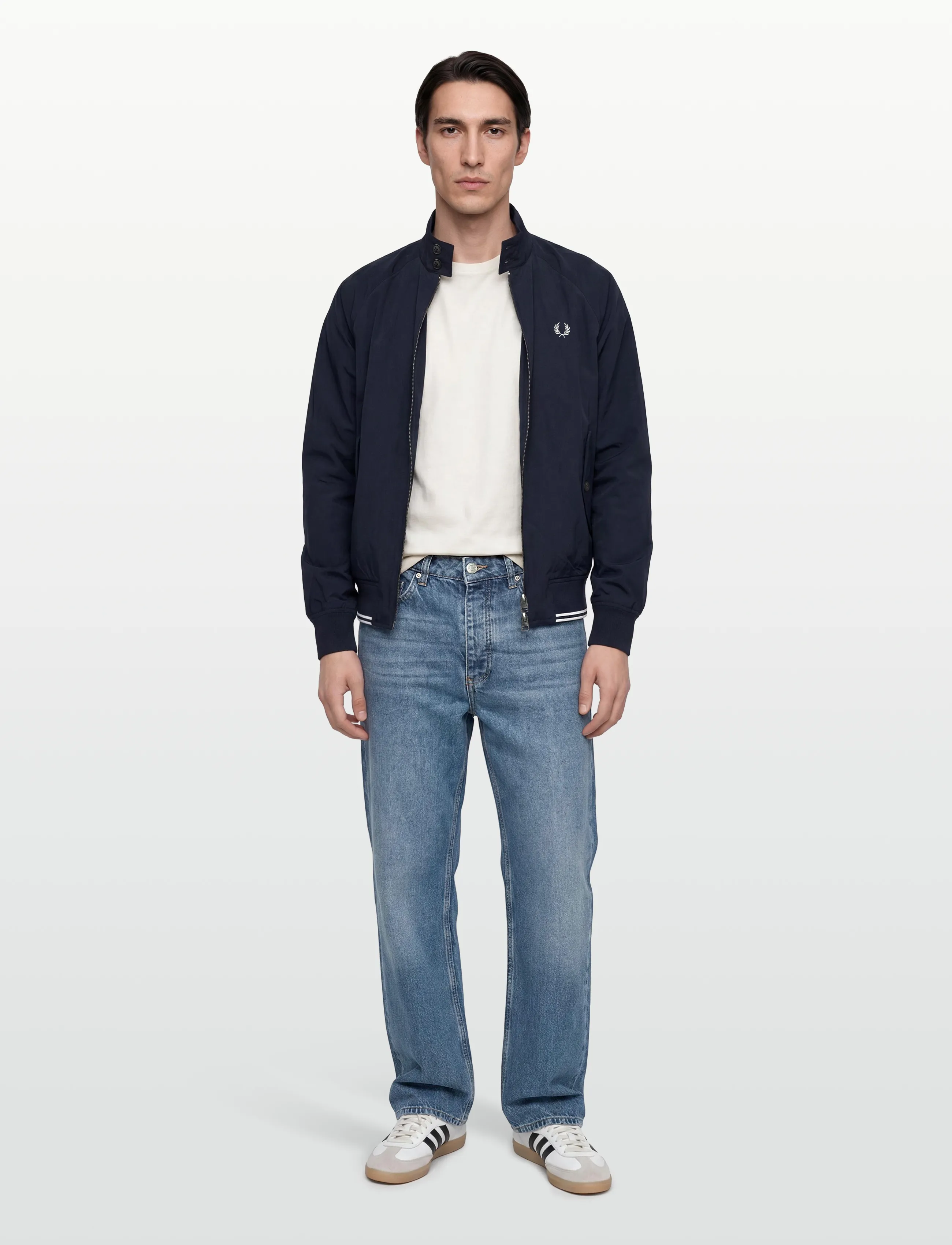 Fred Perry Crinkle Harrington Jkt, Mænd, Harrington Jakke, Navy, Str: M