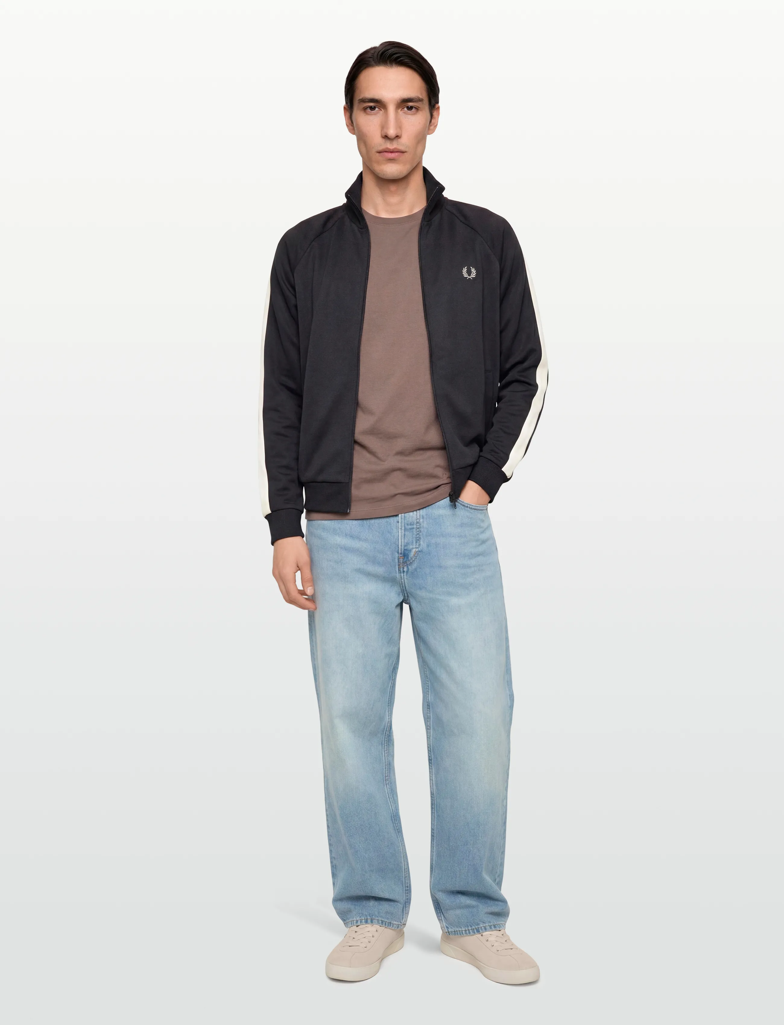 Fred Perry CONTRAST SLEEVE TRACK JKT - Sweatshirts - ANCHOR GREY / grey