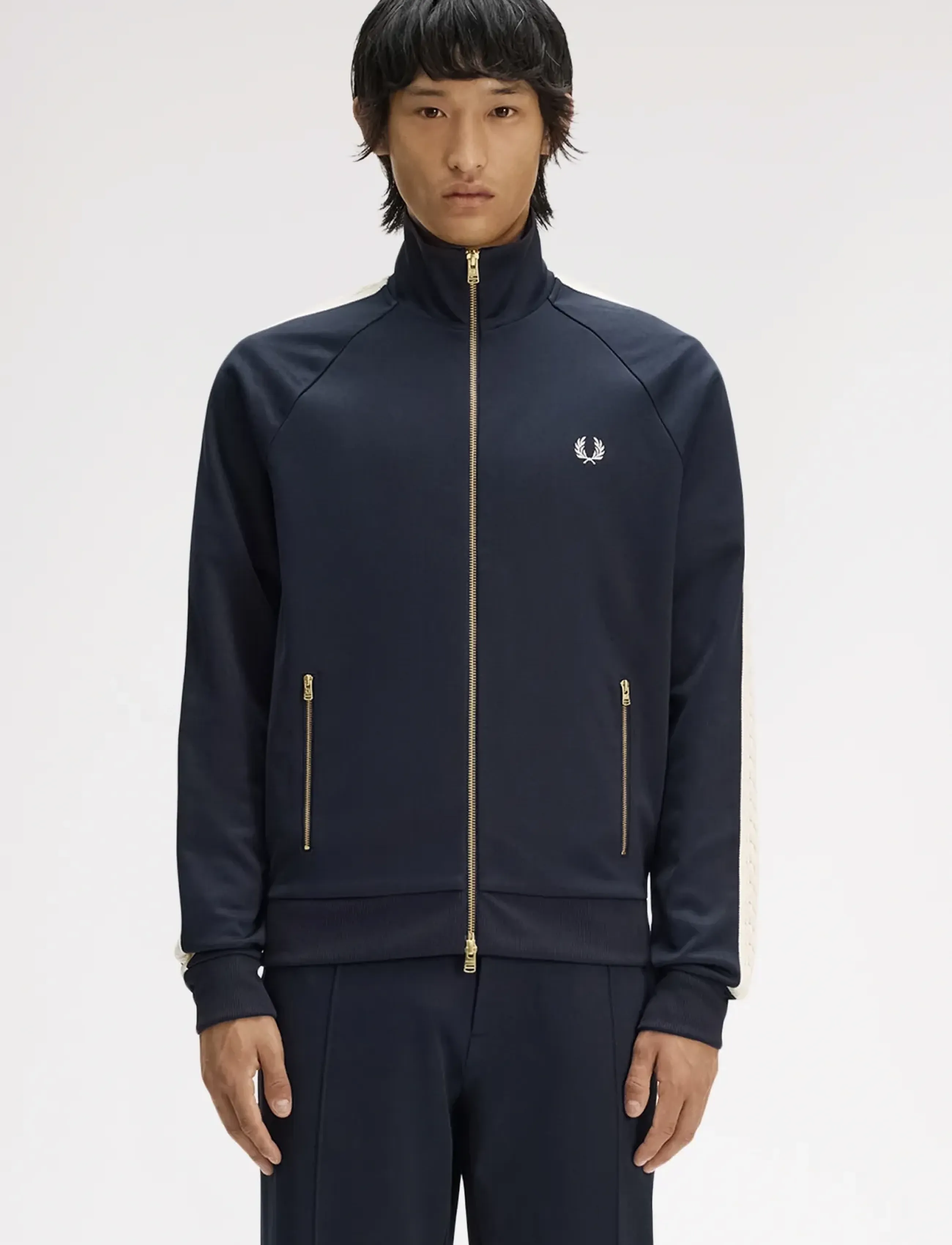 Fred Perry Cable Taped Track Jkt, L, Navy, Jakker > Lette Jakker, Herre