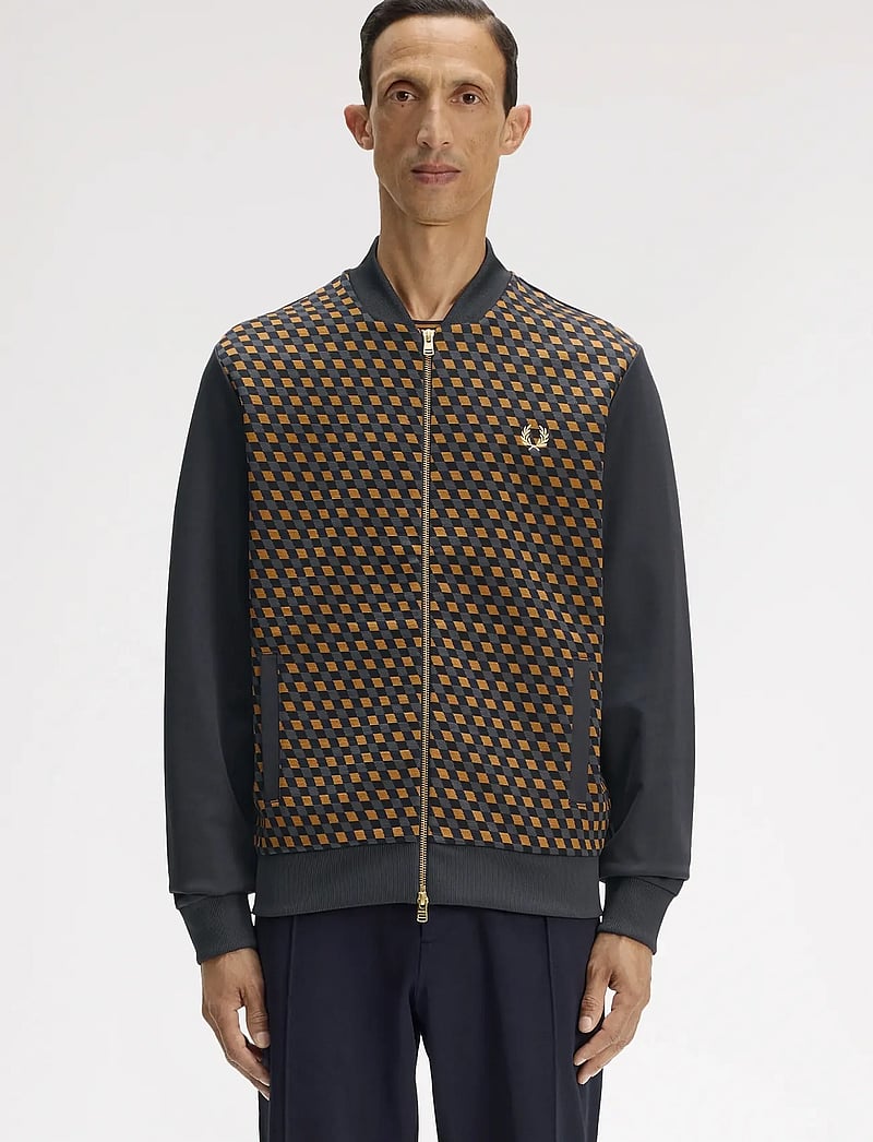 Fred Perry - GEOMETRIC TRACK JACKET - forårsjakker - anchor grey - 0