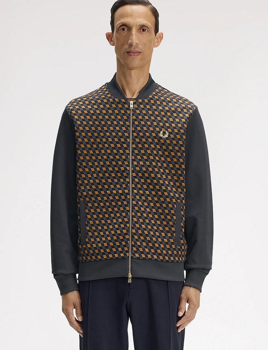 Fred Perry - GEOMETRIC TRACK JACKET - vårjackor - anchor grey - 0