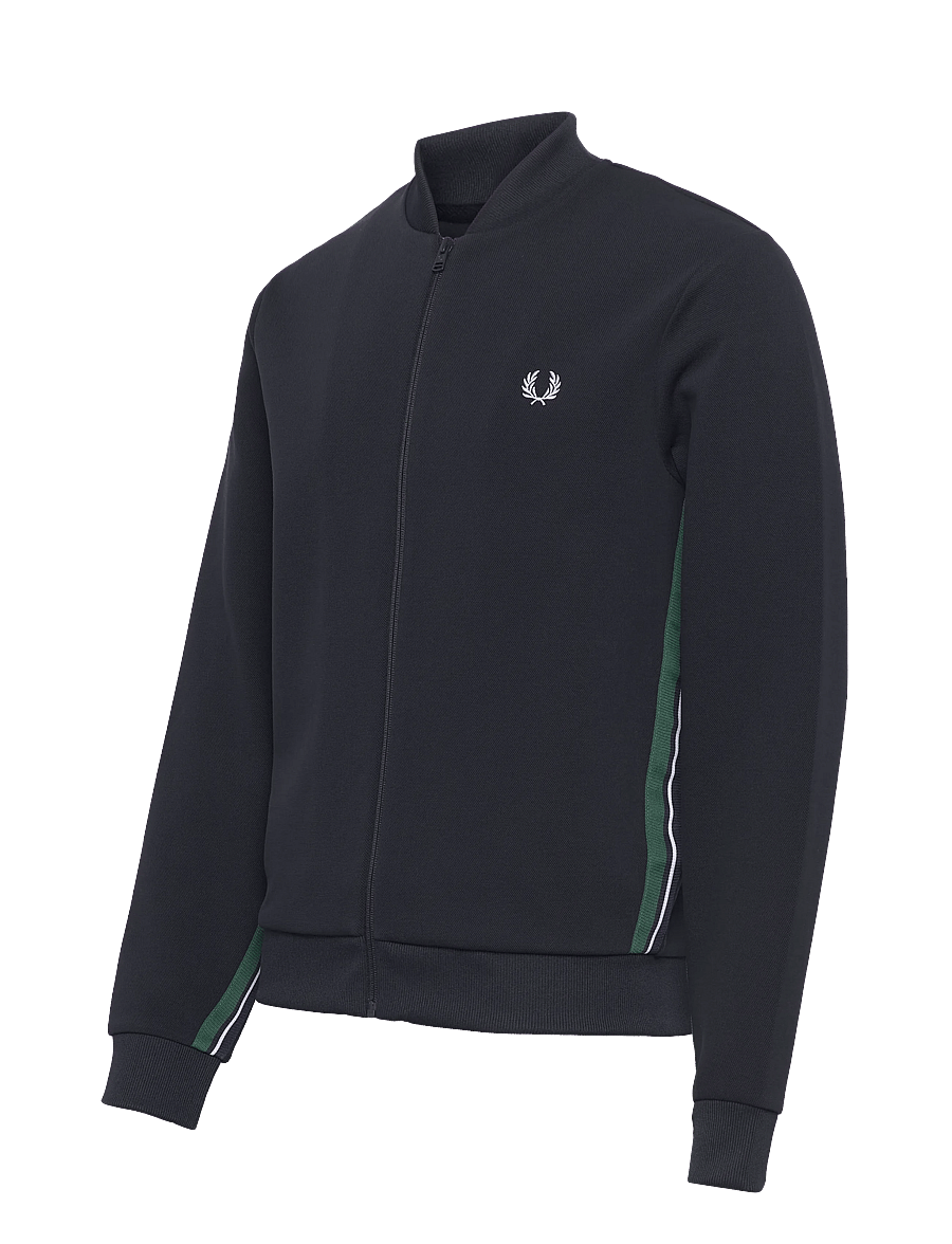 Fred Perry - STRIPE TAPE TRACK JACKET - hettupeysur - navy - 4