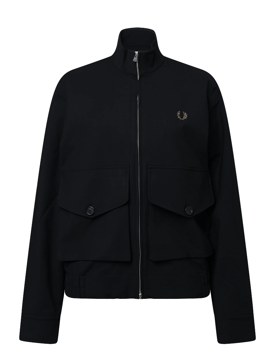 Fred Perry - PATCH POCKET F NECK JKT - efterårsjakker - black moss - 0