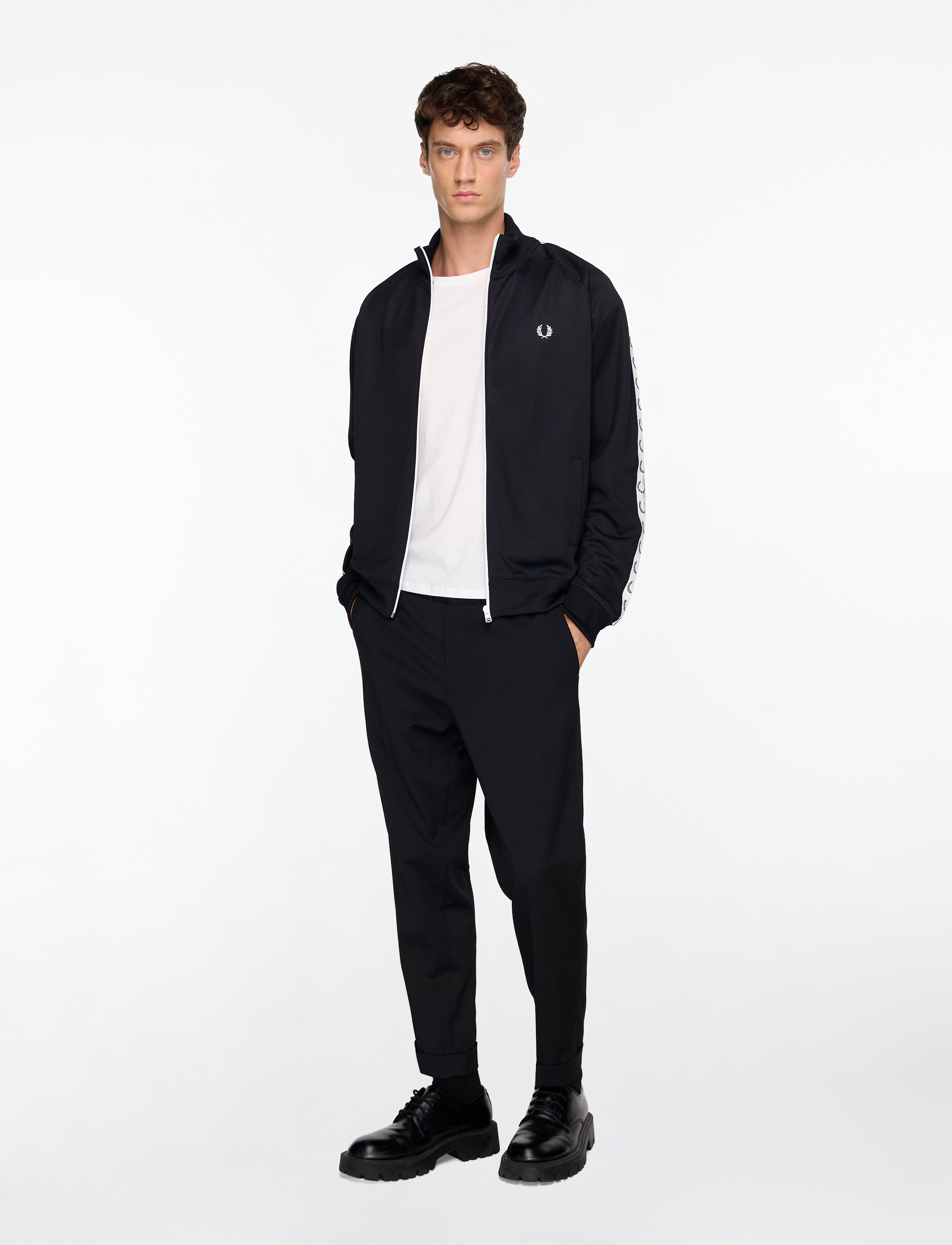 Fred Perry - TAPED TRACK JACKET - vacation essentials - black - 2