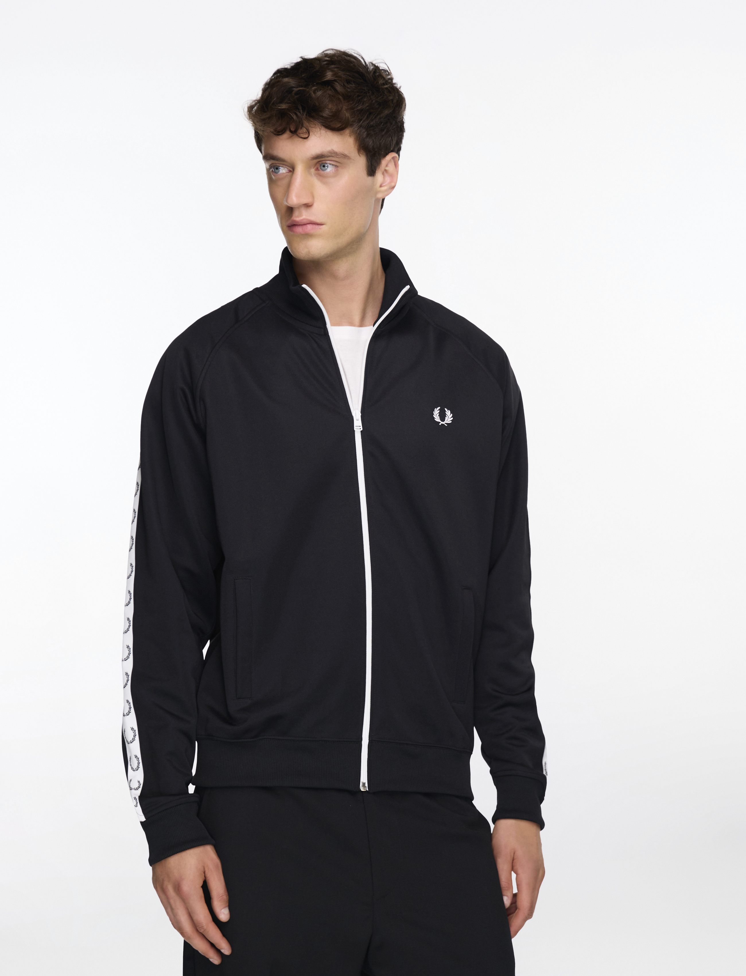 Fred Perry TAPED TRACK JACKET - Sweatshirts - BLACK / black