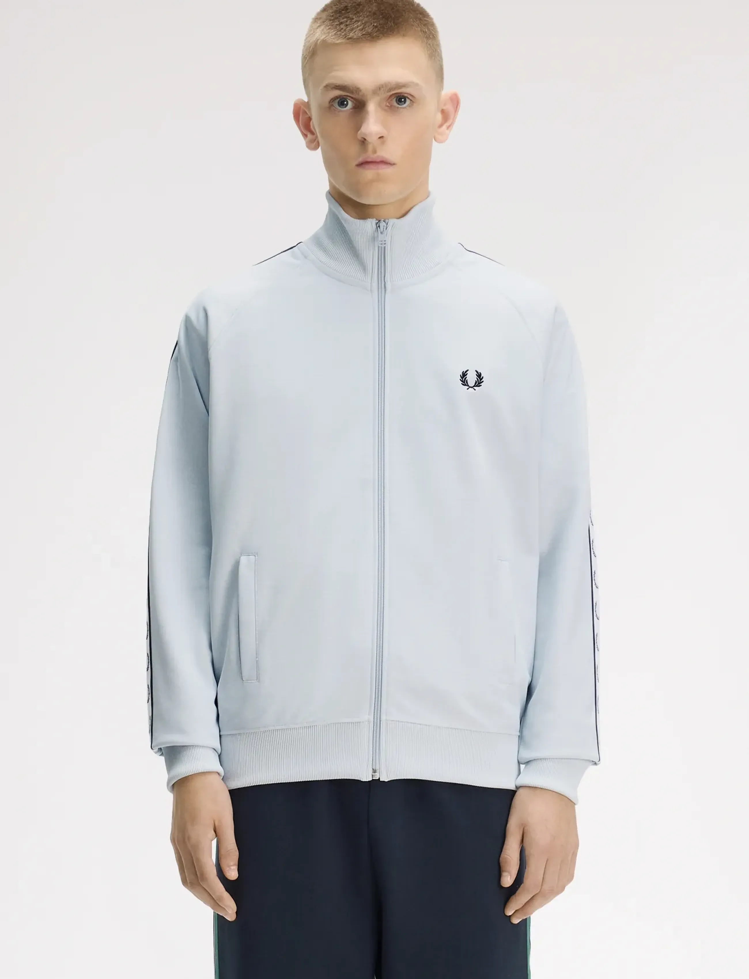 Fred Perry Taped Track Jacket, Mænd, Taped Træningsjakke, Blå, Str: XL