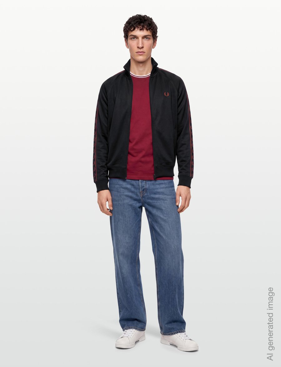 Fred Perry - CONTRAST TAPE TRACK JKT - alussärgid - black - 0