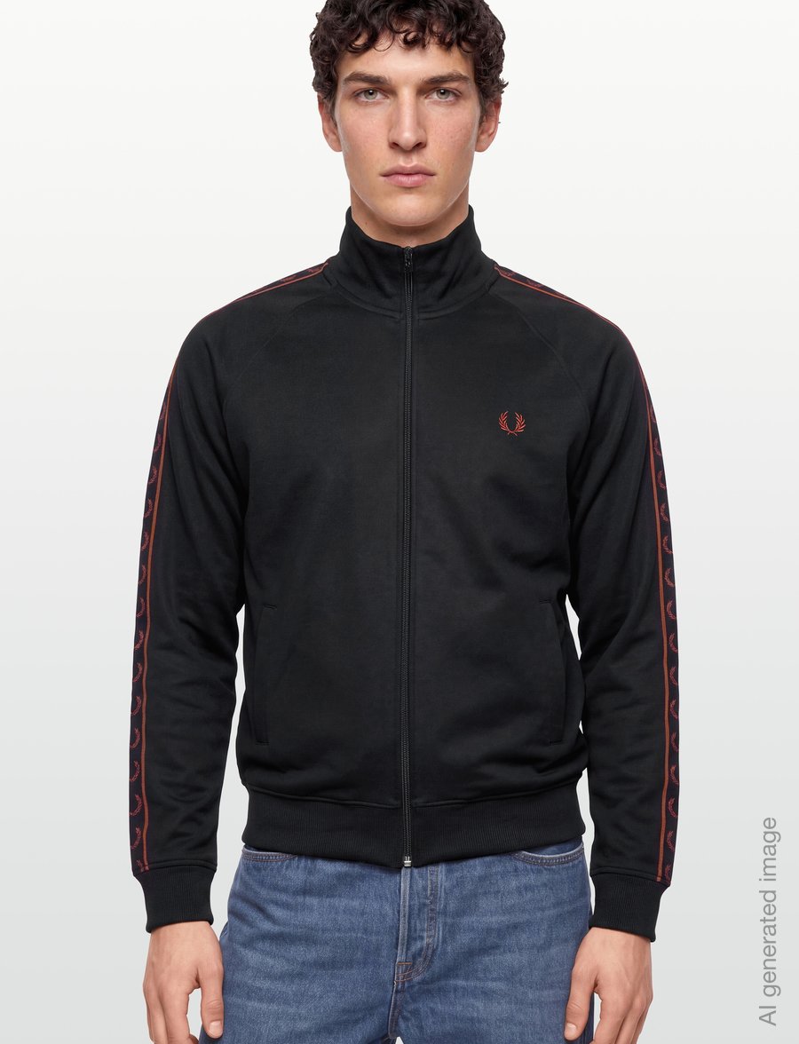 Fred Perry - CONTRAST TAPE TRACK JKT - alussärgid - black - 3