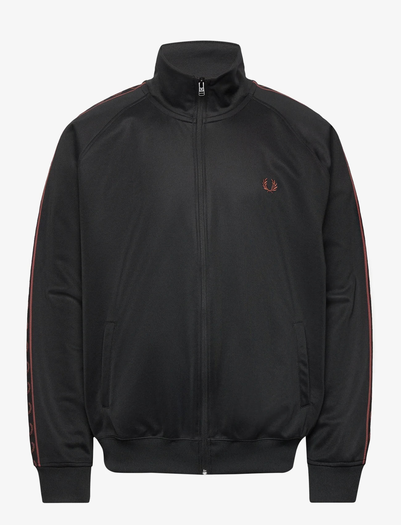Fred Perry - CONTRAST TAPE TRACK JKT - sweatshirts - black/whiskybrwn - 0