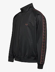 Fred Perry - CONTRAST TAPE TRACK JKT - sweatshirts - black/whiskybrwn - 2