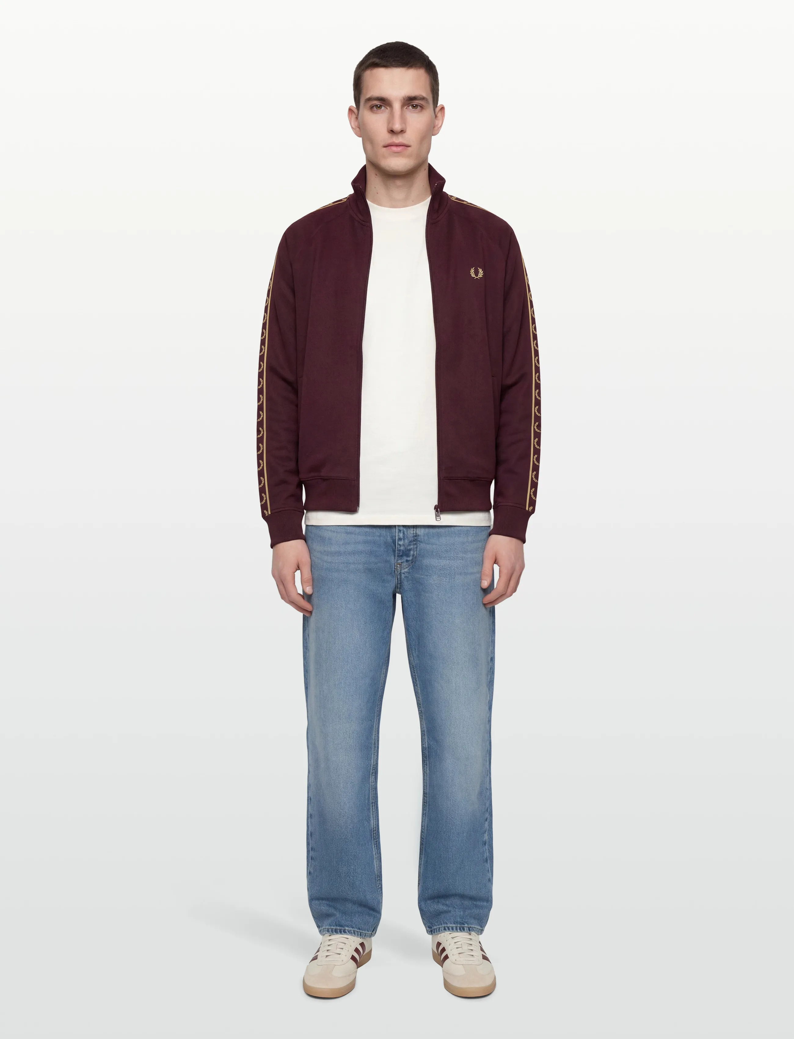 Fred Perry CONTRAST TAPE TRACK JKT - Sweatshirts - OXBLOOD/CHAMPAGN / burgundy