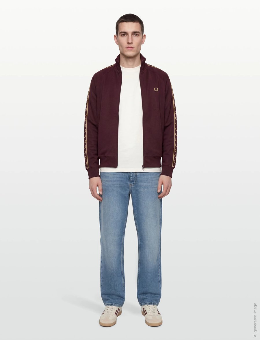 Fred Perry - CONTRAST TAPE TRACK JKT - oberteile - oxblood/champagn - 0