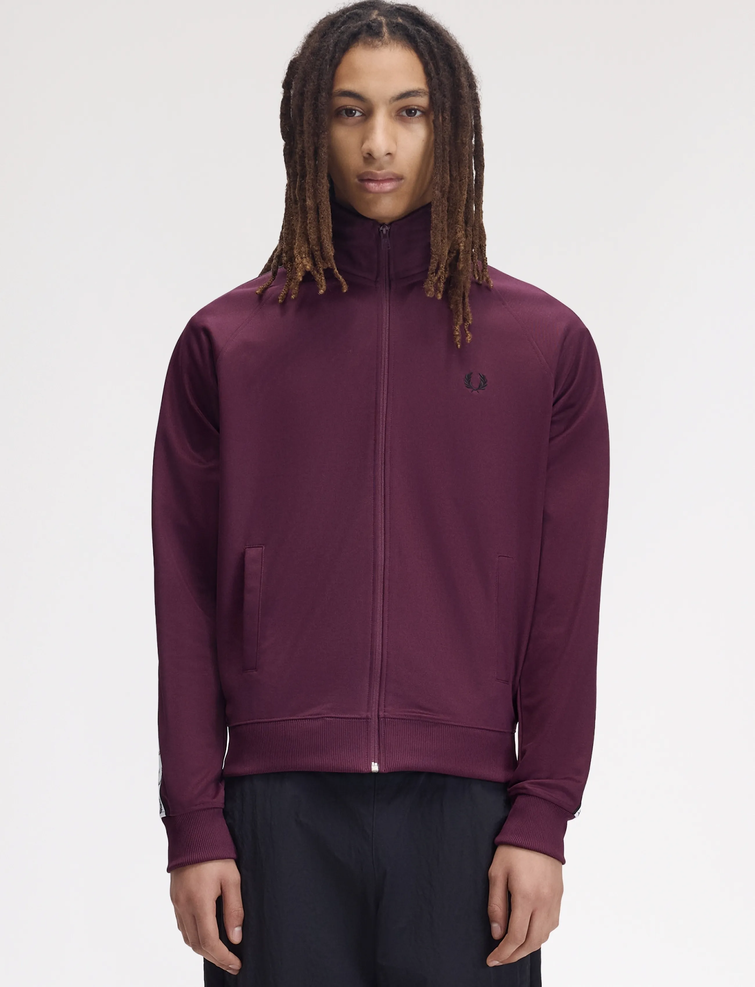Fred Perry CONTRAST TAPE TRACK JKT - Sweatshirts - PLUM / burgundy