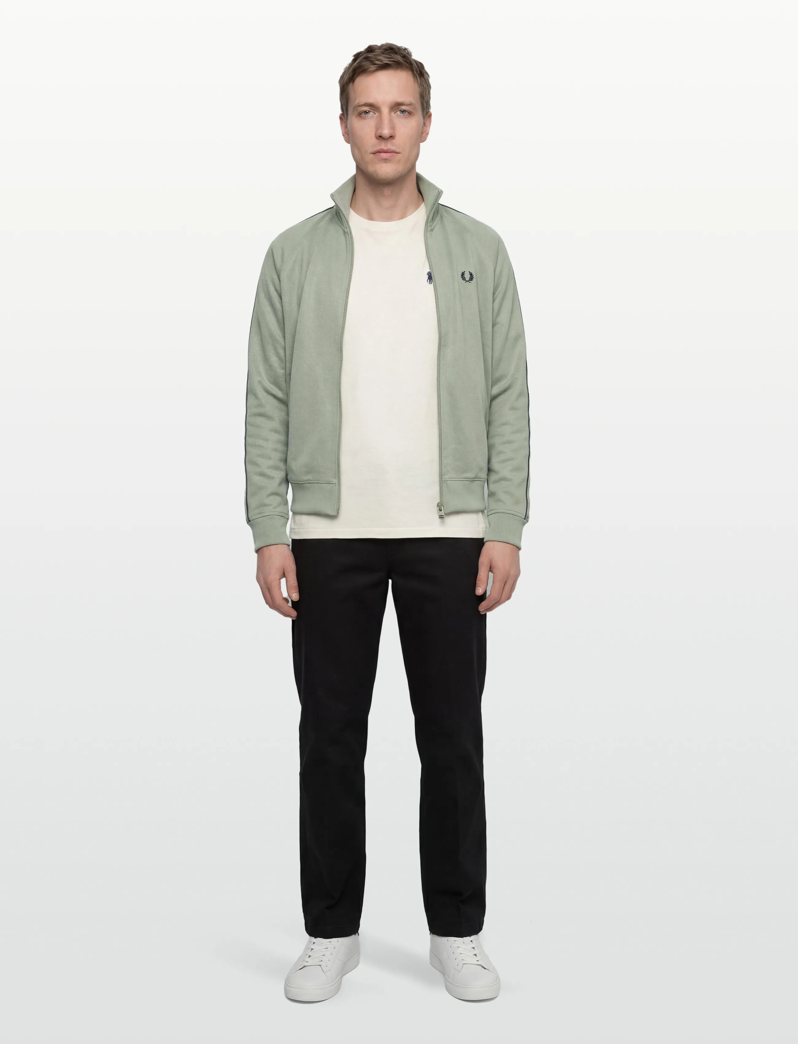 Fred Perry Constrast Taped Trk Jkt, L, Sweatshirts & Hoodies, Khakigrün - Sweatshirts, Männerswear
