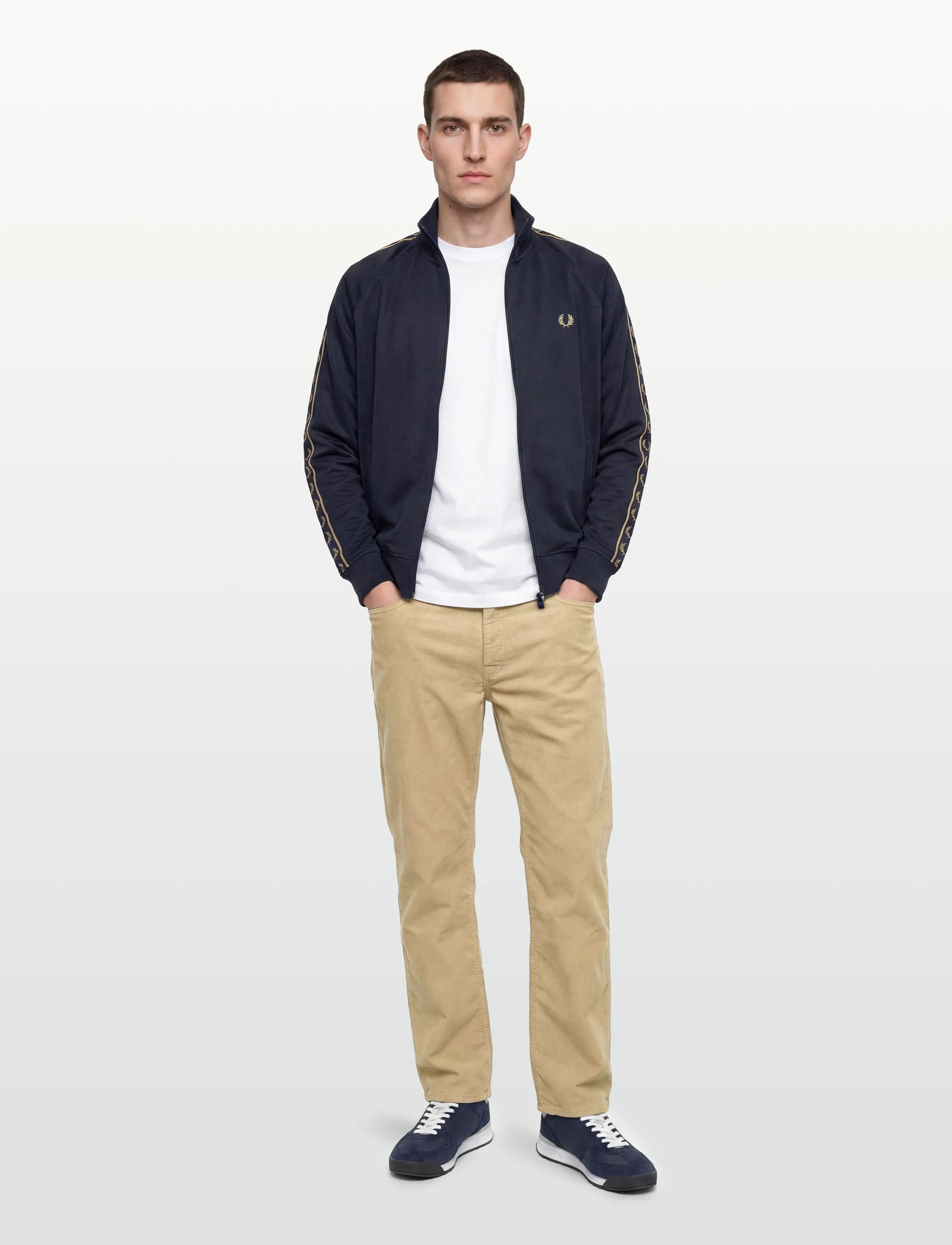 Fred Perry CONTRAST TAPE TRACK JKT - Sweatshirts - TENNISB/CHAMPAGN / navy