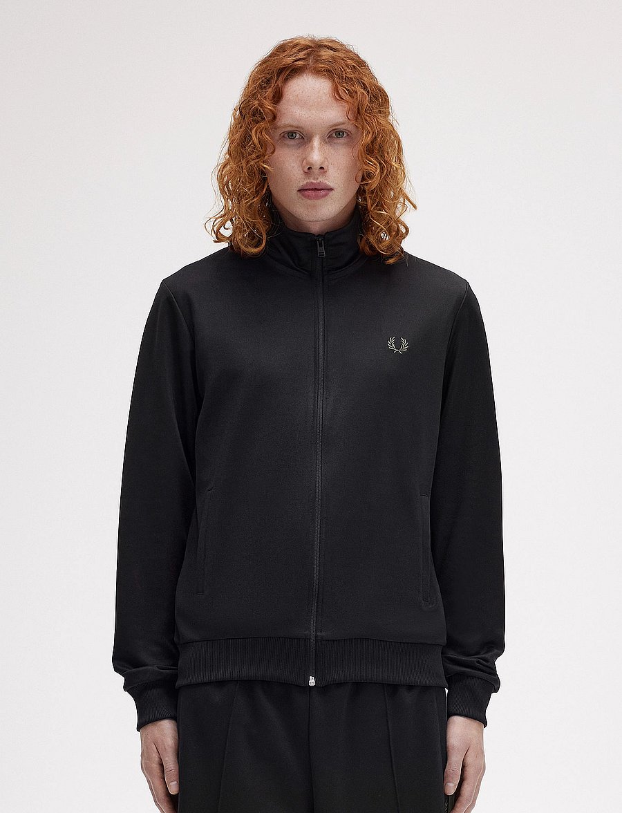 Fred Perry - TRACK JACKET - urlaubsfavoriten - black/laurel w green - 0