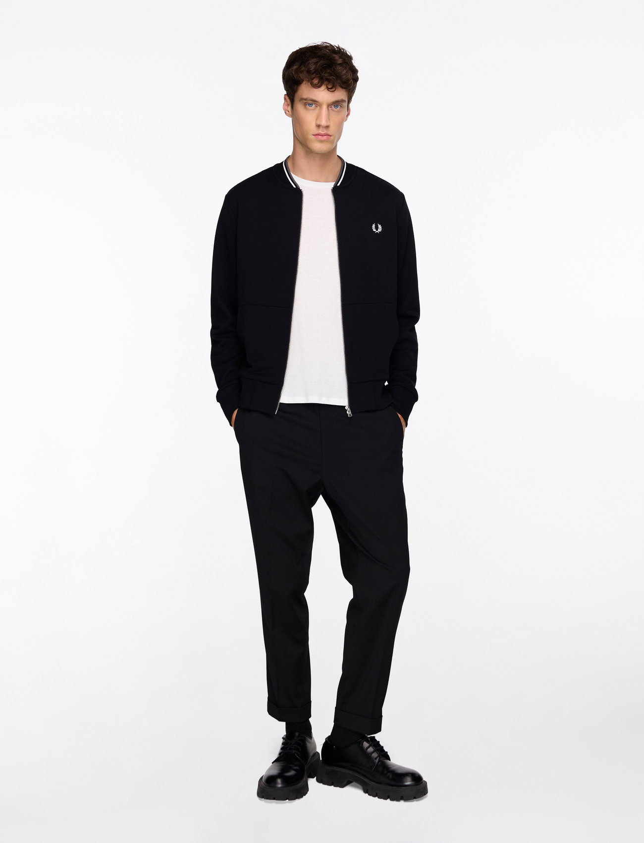 Fred Perry - ZIP SWEATSHIRT - sweatshirts - black - 1