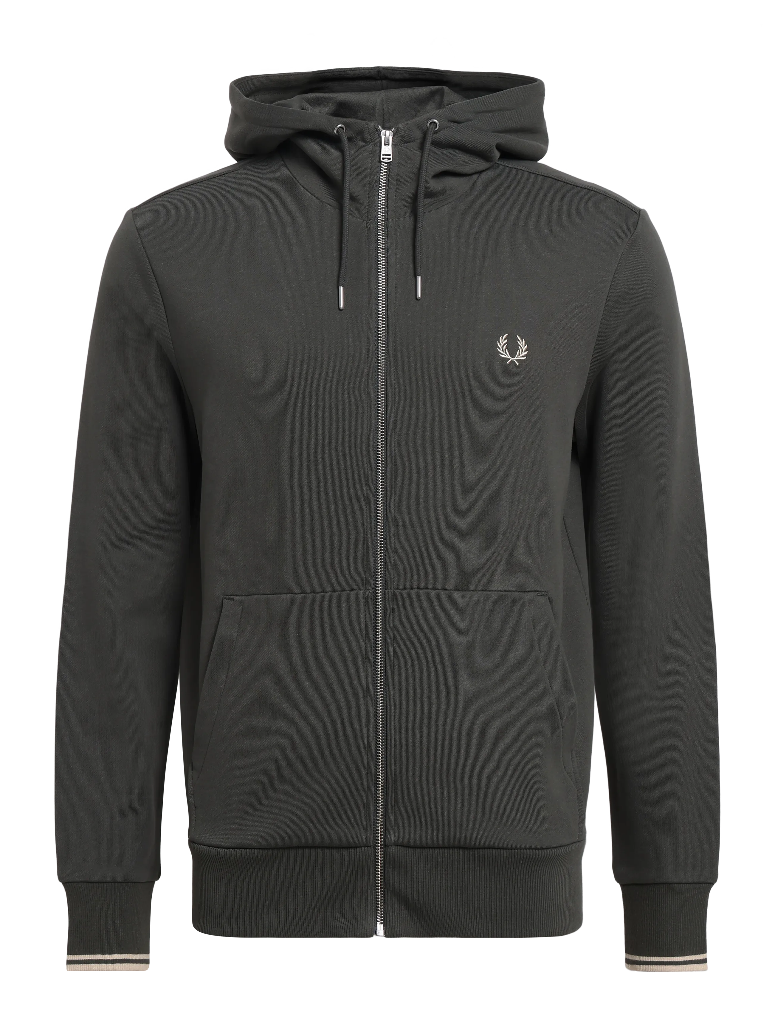 Fred Perry HOODED ZIP SWEATSHIRT - Sweatshirts - FIELDGREEN/OATME / khaki/green