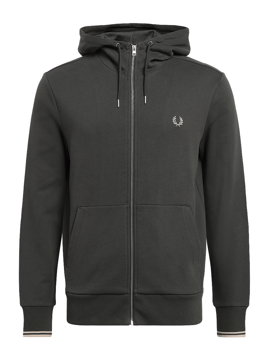 Fred Perry - HOODED ZIP SWEATSHIRT - hoodies - fieldgreen/oatme - 0