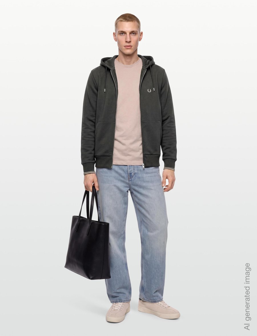 Fred Perry - HOODED ZIP SWEATSHIRT - kapuutsiga pusad - fieldgreen/oatme - 0