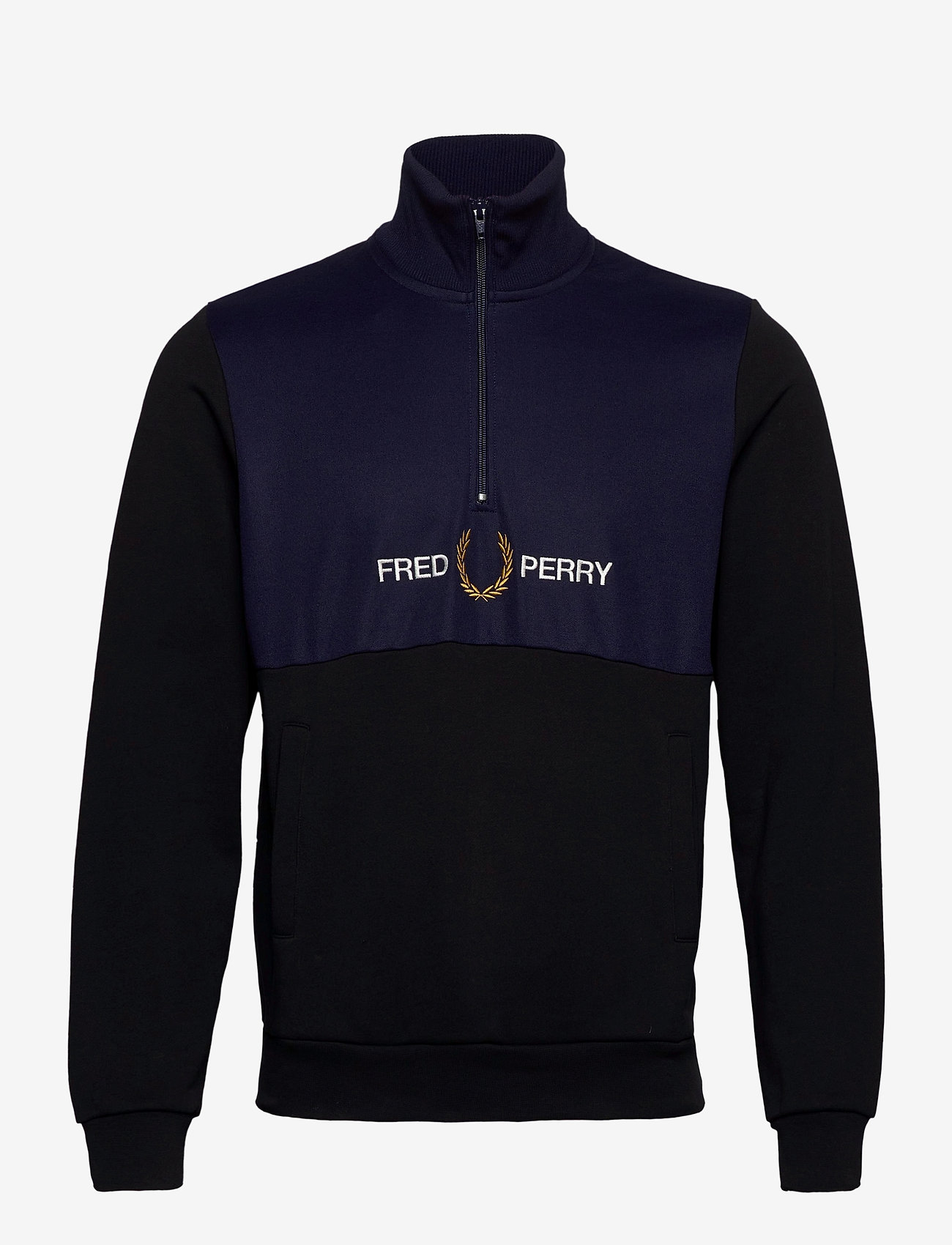 Fred Perry - EMB HALF ZIP TRACK - black - 0